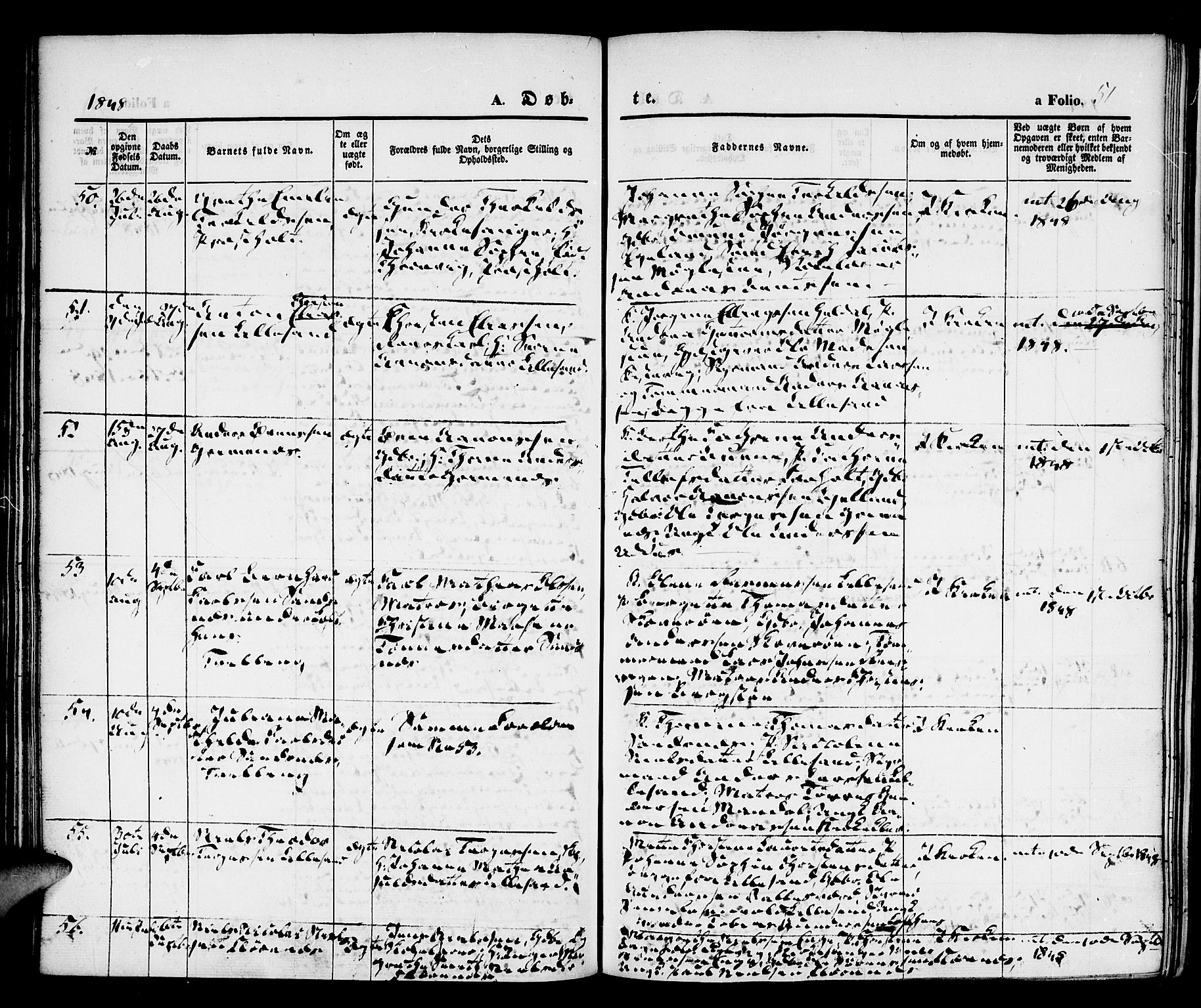 Vestre Moland sokneprestkontor, AV/SAK-1111-0046/F/Fa/Fab/L0005: Parish register (official) no. A 5, 1841-1849, p. 51