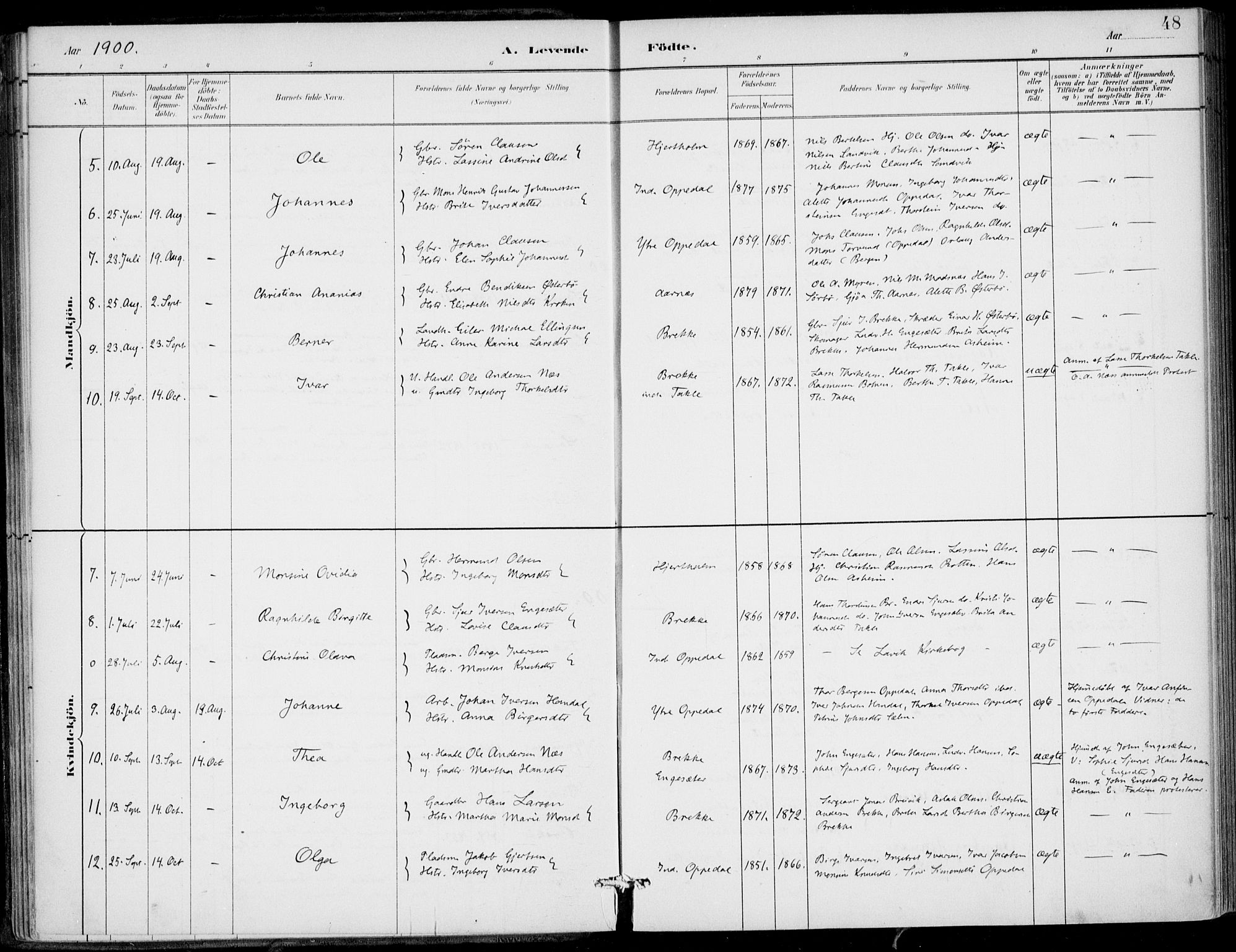 Gulen sokneprestembete, AV/SAB-A-80201/H/Haa/Haac/L0002: Parish register (official) no. C  2, 1882-1914, p. 48