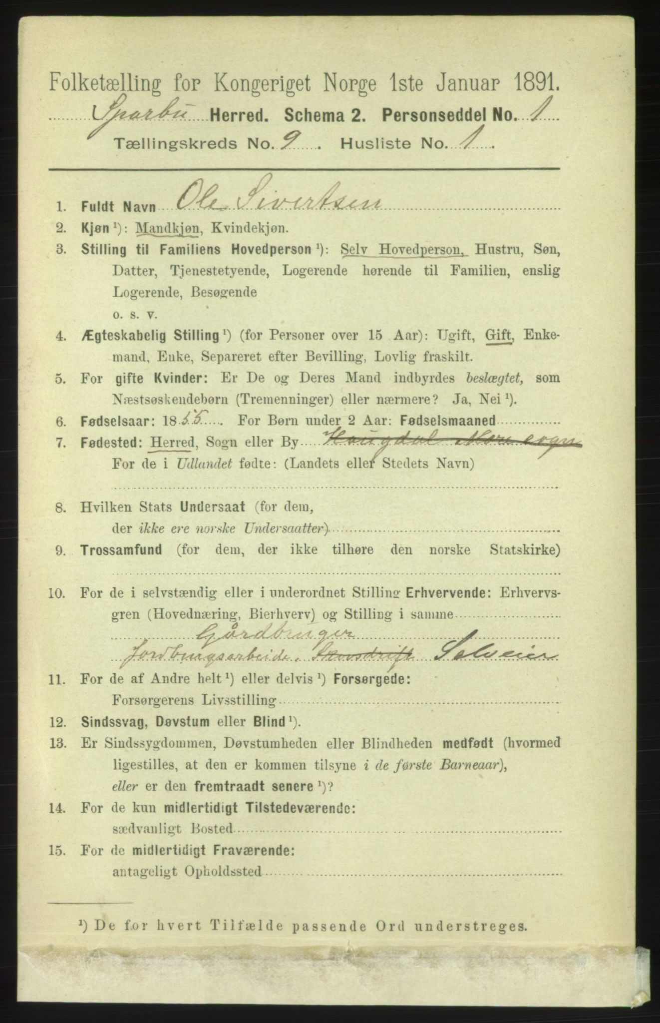 RA, 1891 census for 1731 Sparbu, 1891, p. 3060