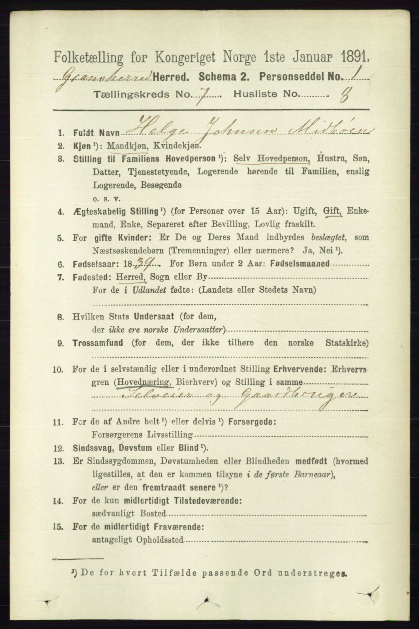 RA, 1891 census for 0824 Gransherad, 1891, p. 1244