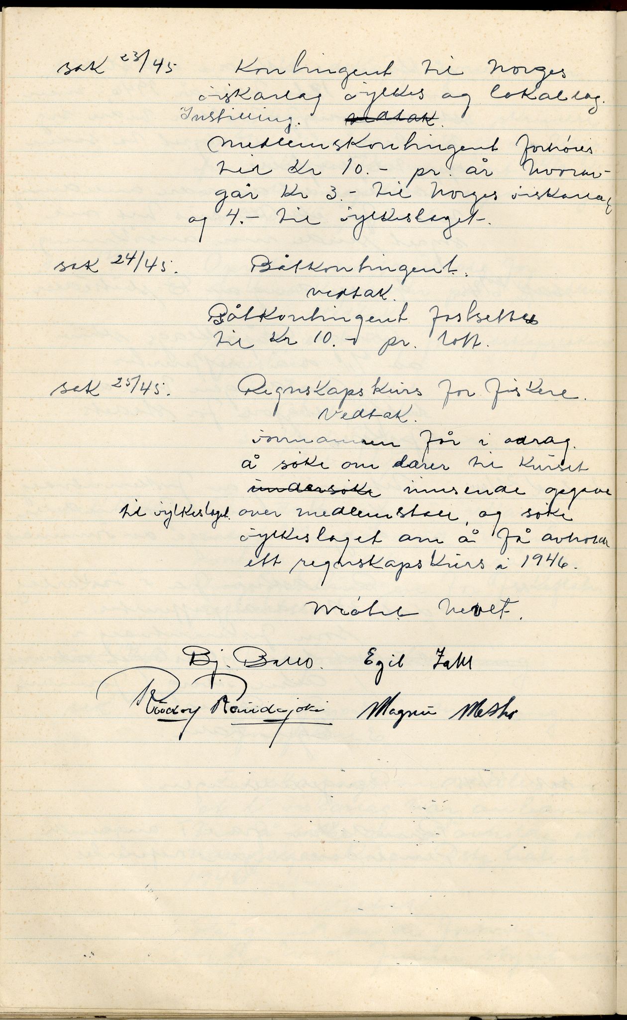 Vadsø Fiskarlag, FMFB/A-1016/A/L0001: Protokoll for styremøtene, 1926-1952, p. 155