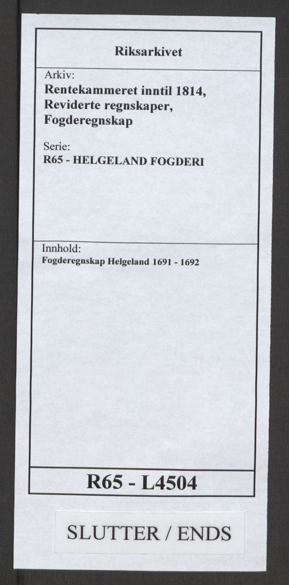 Rentekammeret inntil 1814, Reviderte regnskaper, Fogderegnskap, AV/RA-EA-4092/R65/L4504: Fogderegnskap Helgeland, 1691-1692, p. 331