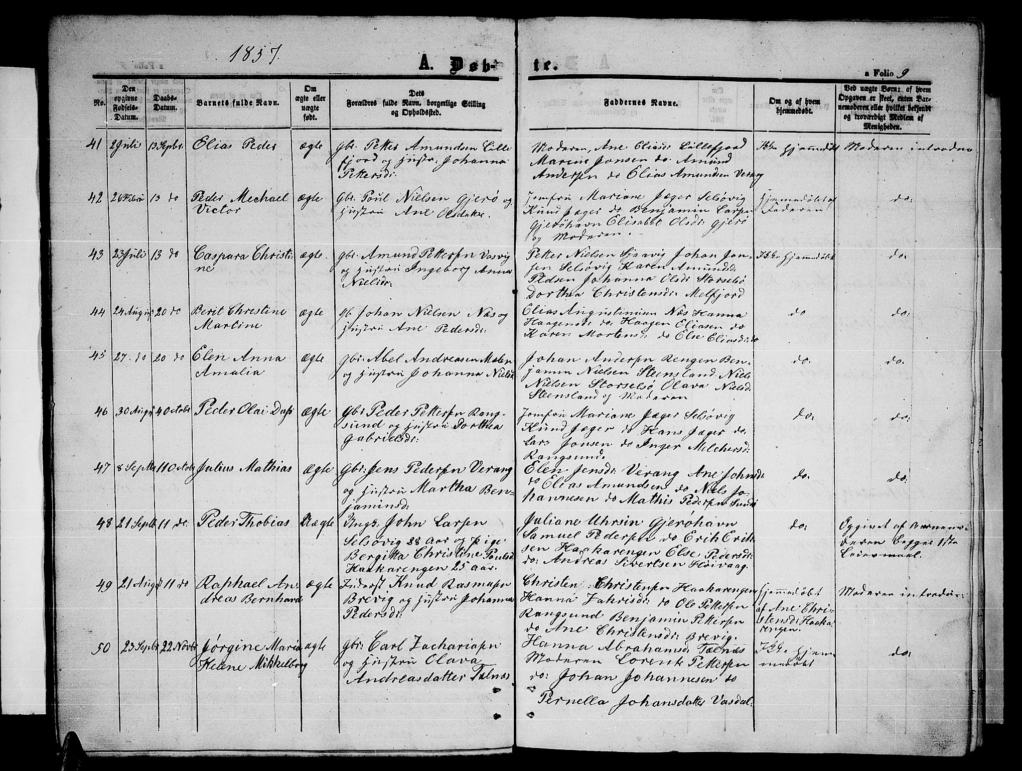 Ministerialprotokoller, klokkerbøker og fødselsregistre - Nordland, AV/SAT-A-1459/841/L0619: Parish register (copy) no. 841C03, 1856-1876, p. 9