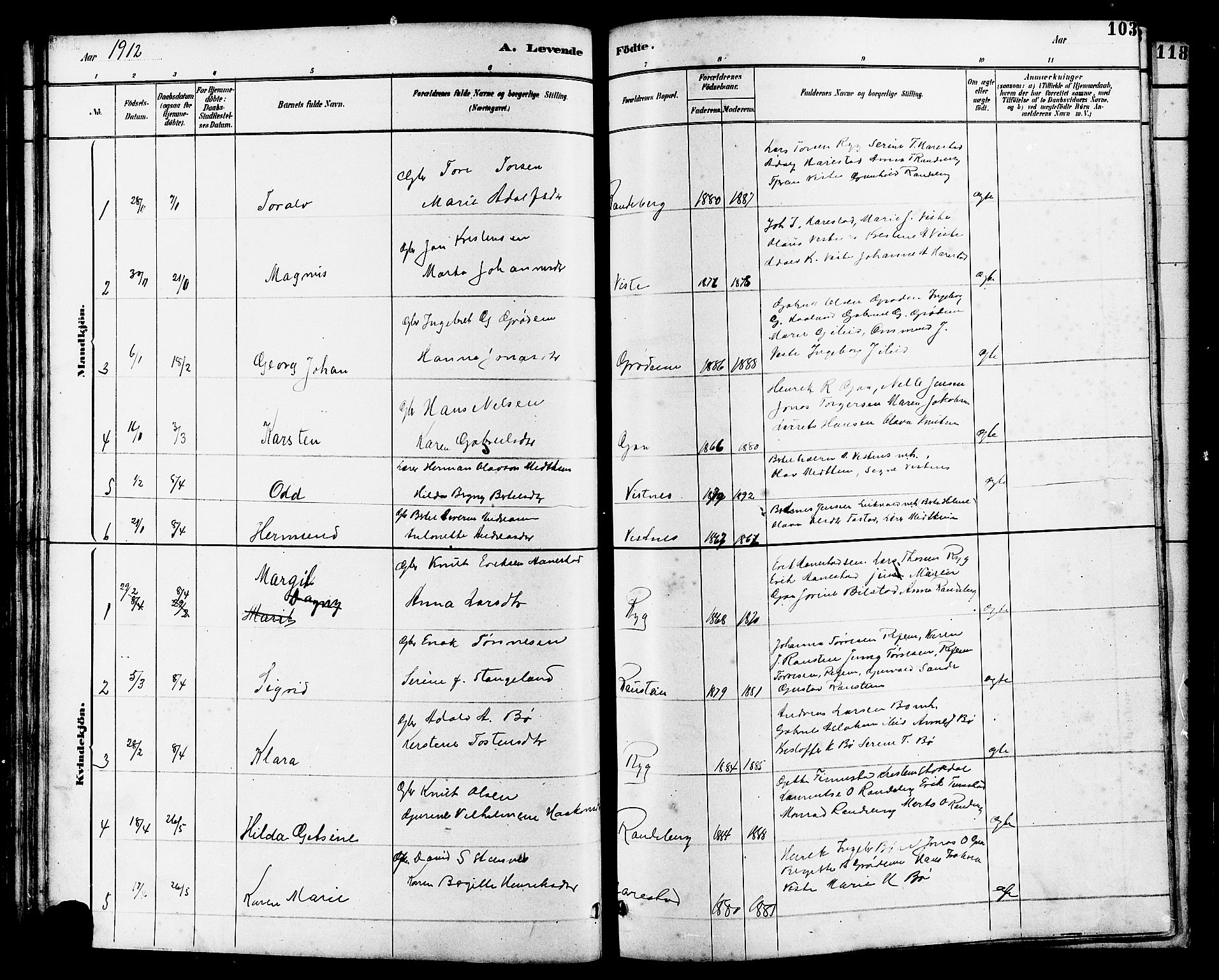 Hetland sokneprestkontor, SAST/A-101826/30/30BB/L0006: Parish register (copy) no. B 6, 1878-1921, p. 103