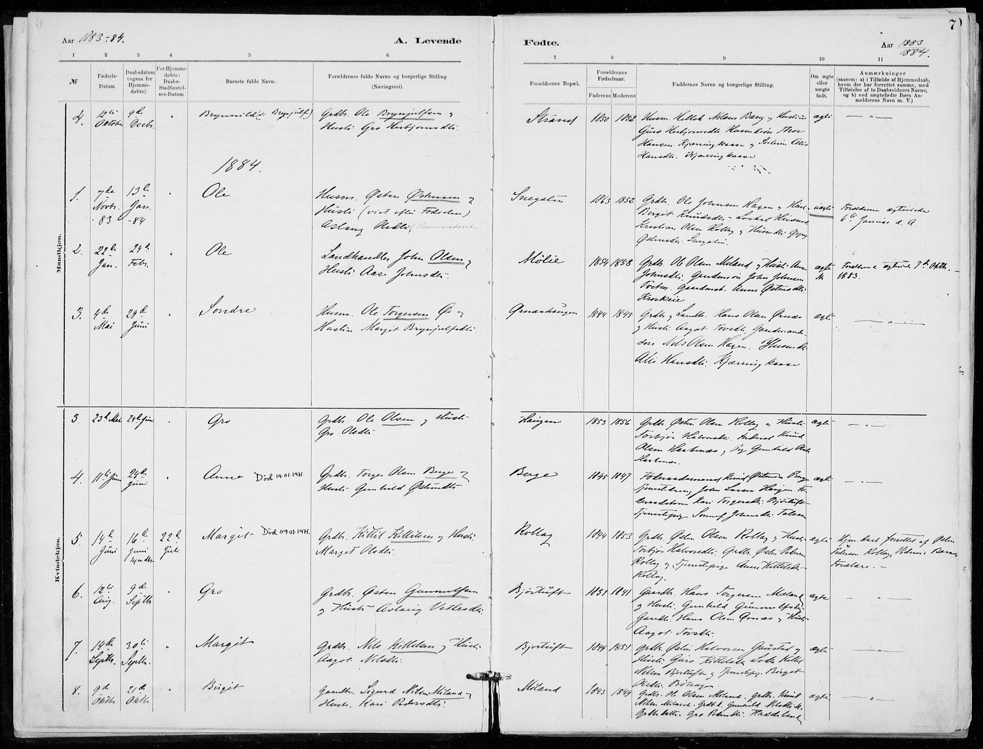 Tinn kirkebøker, AV/SAKO-A-308/F/Fb/L0002: Parish register (official) no. II 2, 1878-1917, p. 7