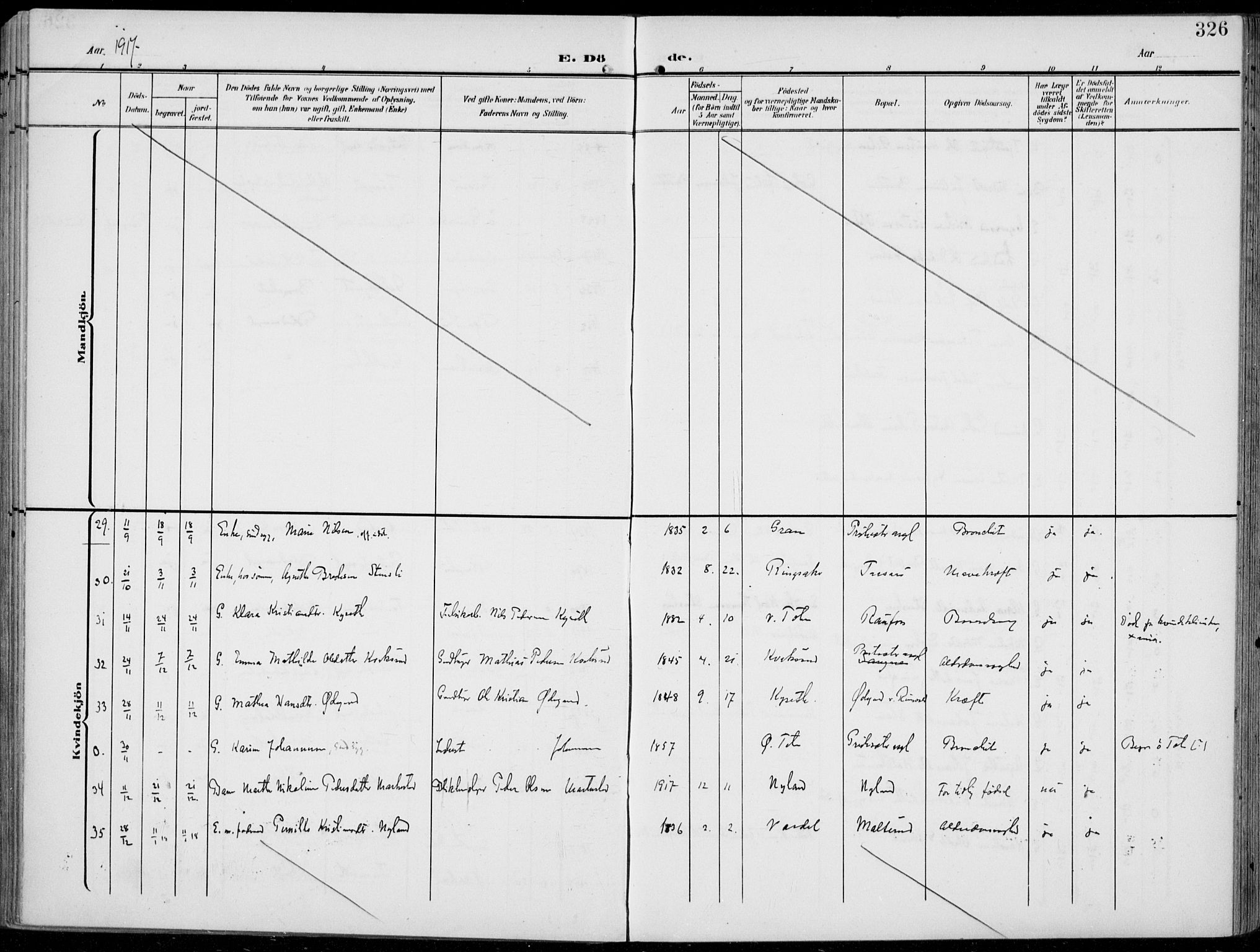 Vestre Toten prestekontor, AV/SAH-PREST-108/H/Ha/Haa/L0014: Parish register (official) no. 14, 1907-1920, p. 326