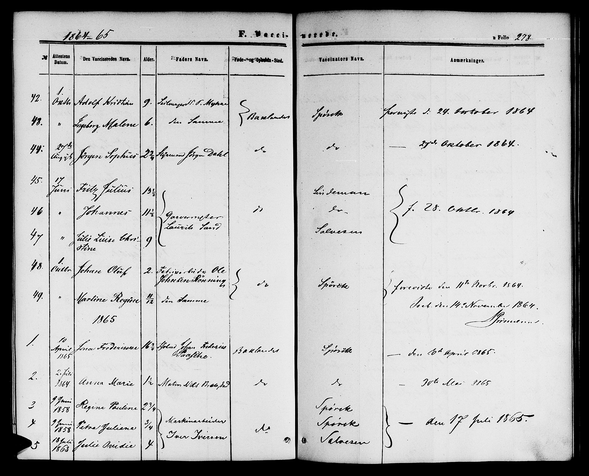 Ministerialprotokoller, klokkerbøker og fødselsregistre - Sør-Trøndelag, SAT/A-1456/604/L0185: Parish register (official) no. 604A06, 1861-1865, p. 278