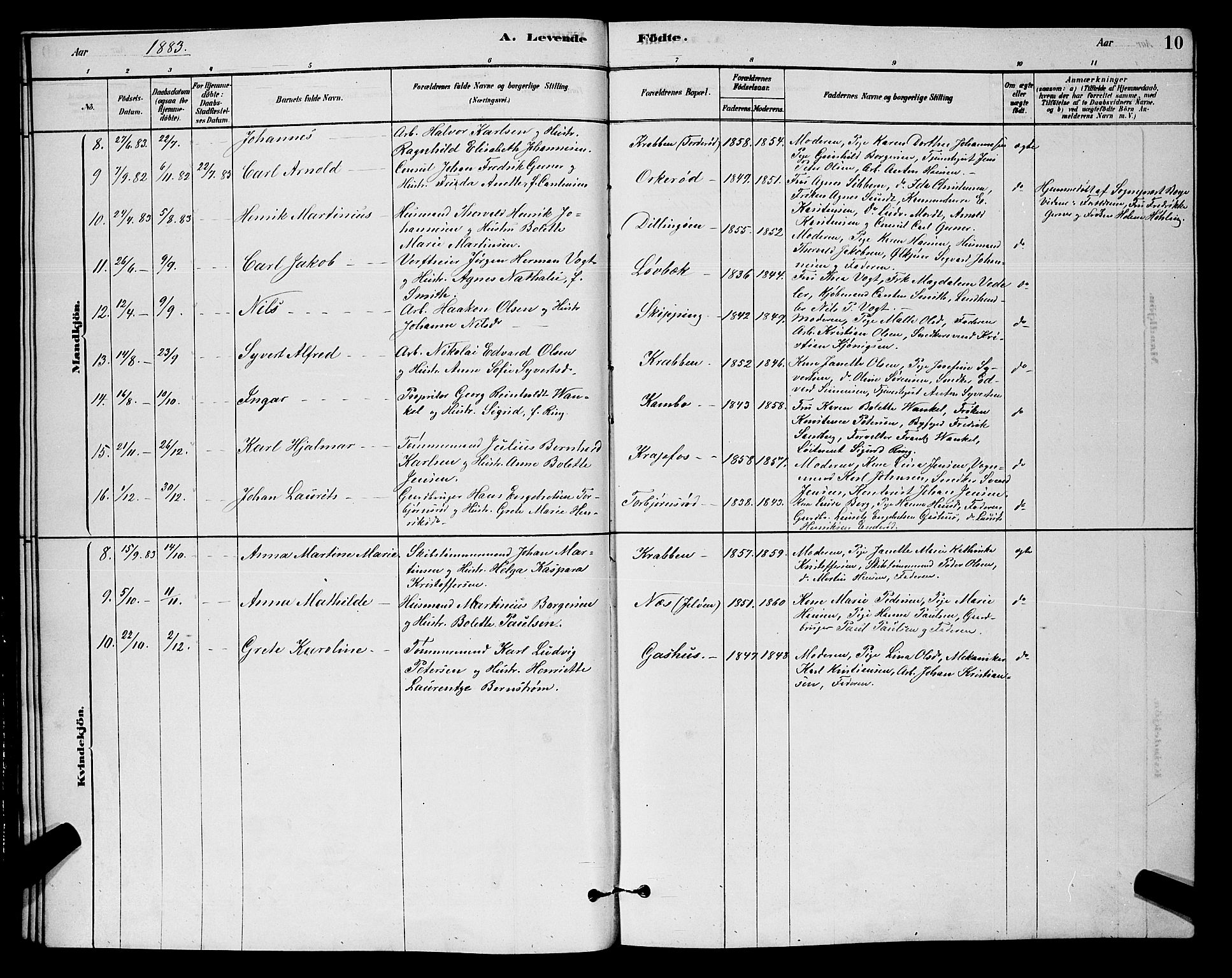 Moss prestekontor Kirkebøker, AV/SAO-A-2003/G/Gb/L0001: Parish register (copy) no. II 1, 1878-1900, p. 10
