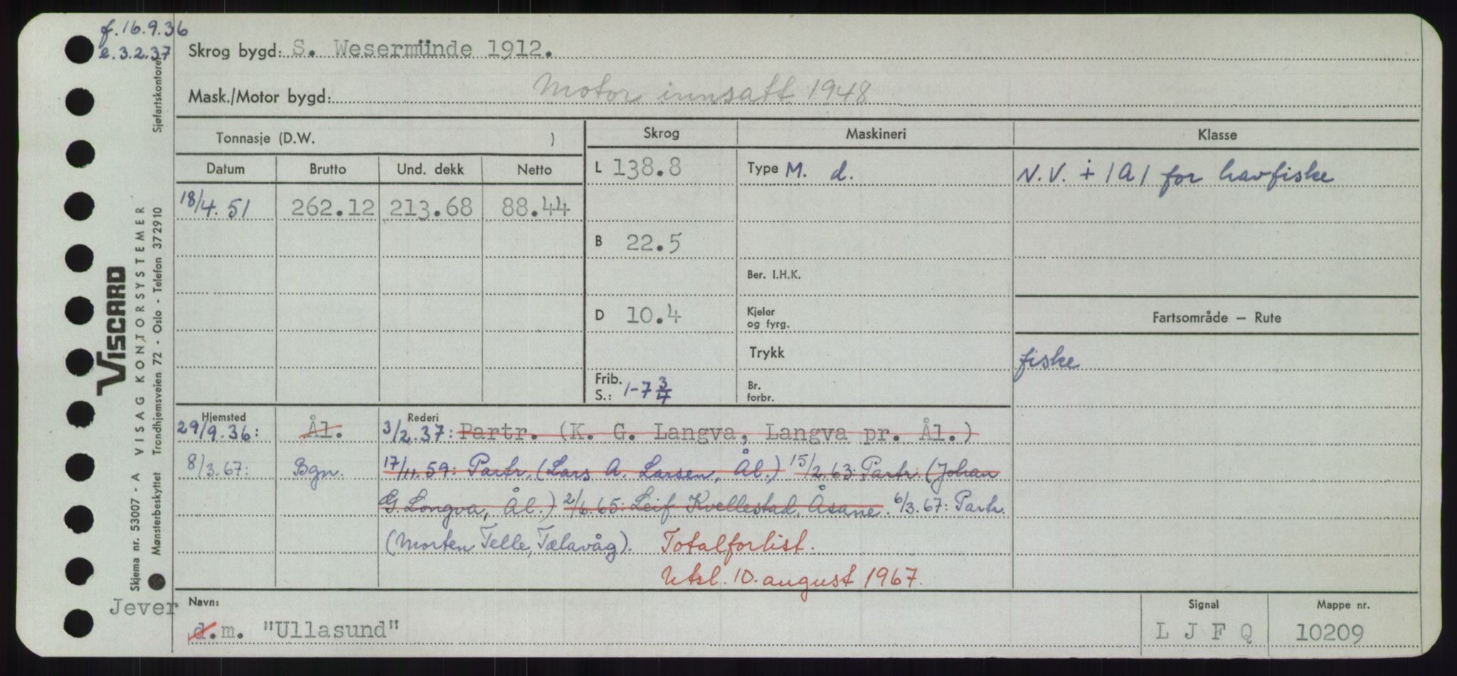 Sjøfartsdirektoratet med forløpere, Skipsmålingen, RA/S-1627/H/Hd/L0040: Fartøy, U-Ve, p. 49