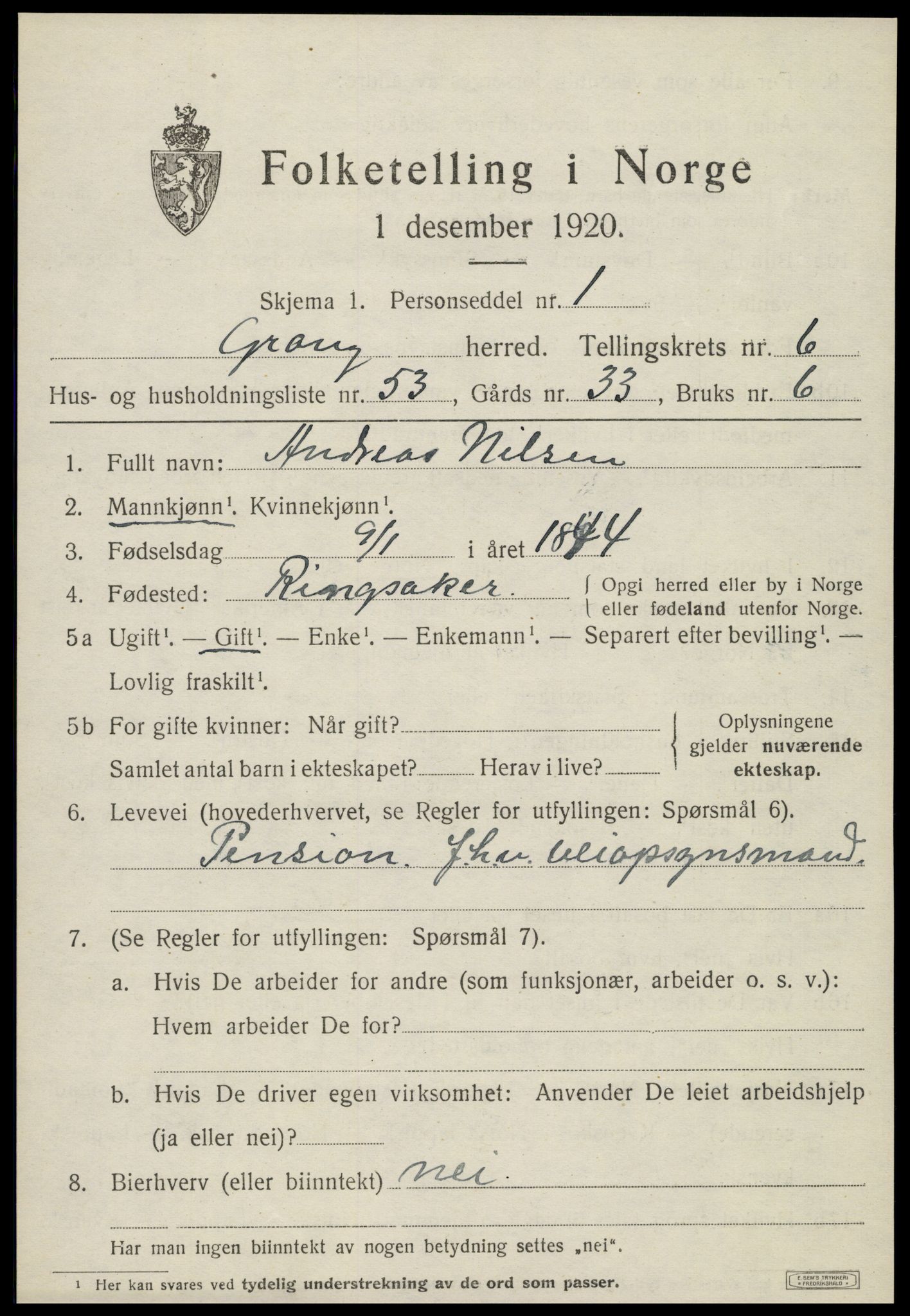 SAT, 1920 census for Grong, 1920, p. 4101