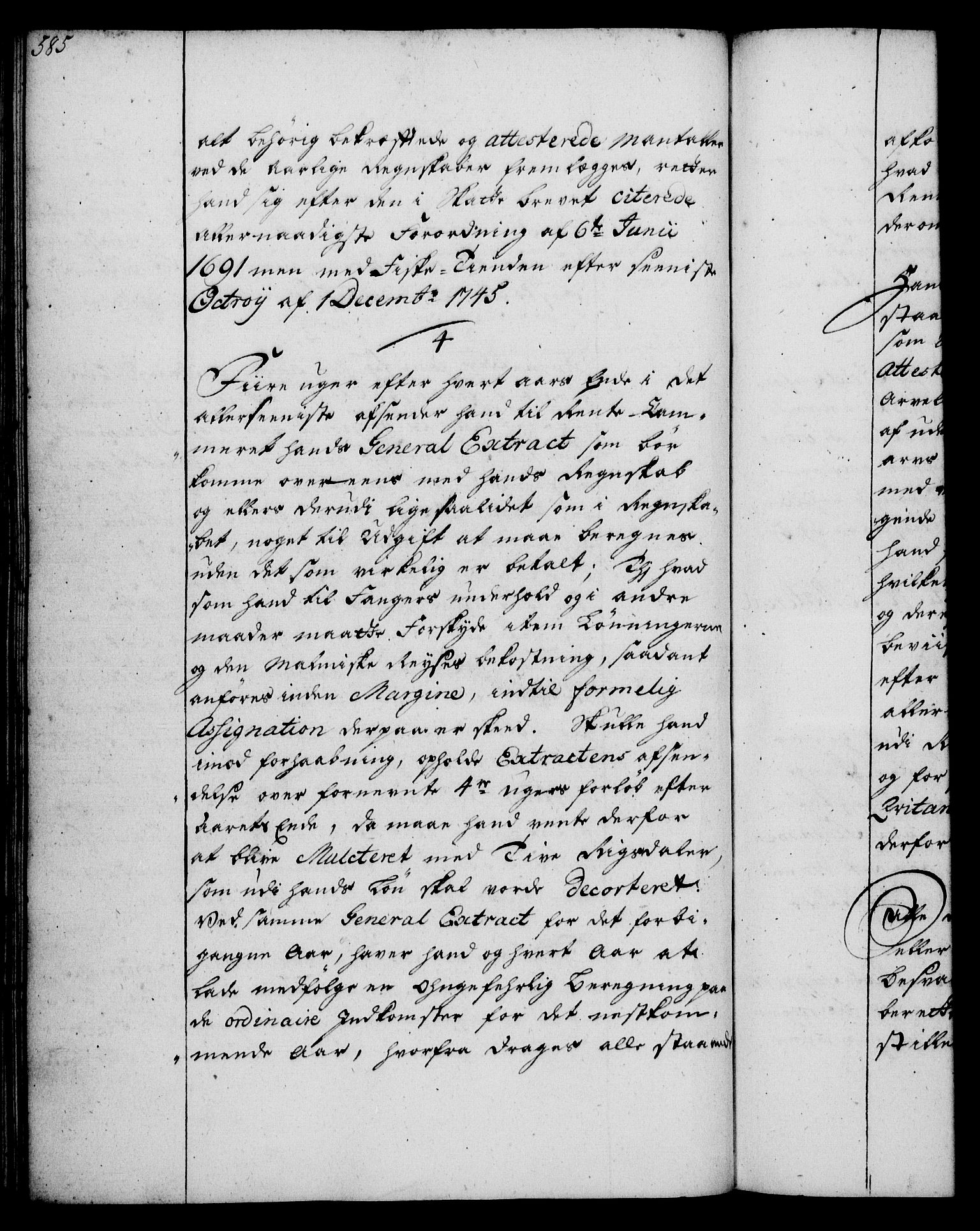 Rentekammeret, Kammerkanselliet, RA/EA-3111/G/Gg/Ggi/L0002: Norsk instruksjonsprotokoll med register (merket RK 53.35), 1729-1751, p. 585