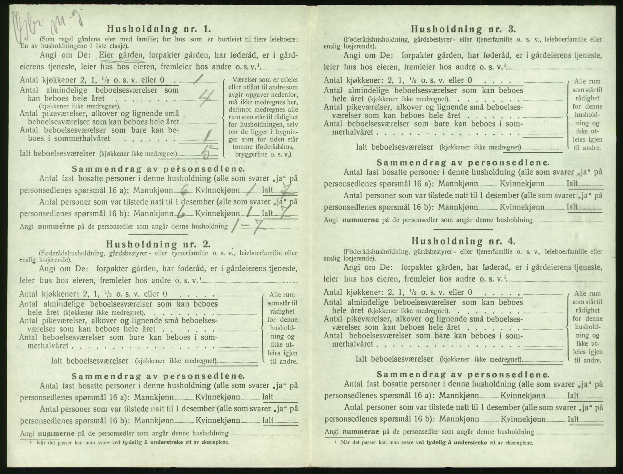 SAT, 1920 census for Borgund, 1920, p. 1987