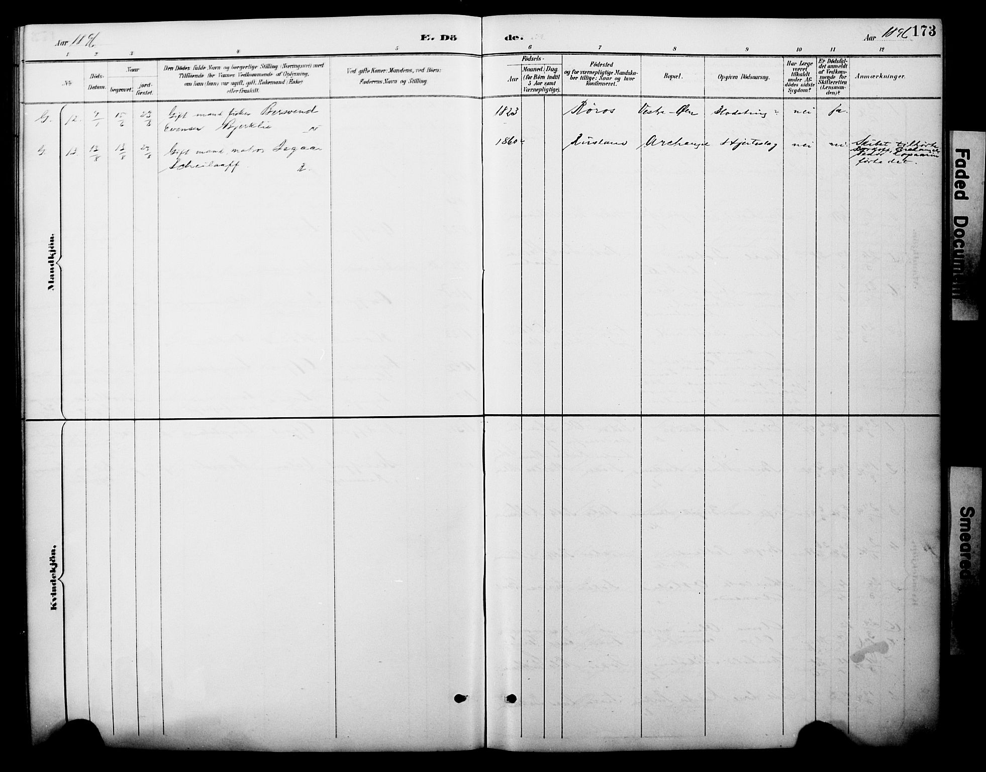 Loppa sokneprestkontor, AV/SATØ-S-1339/H/Ha/L0008kirke: Parish register (official) no. 8, 1889-1907, p. 173