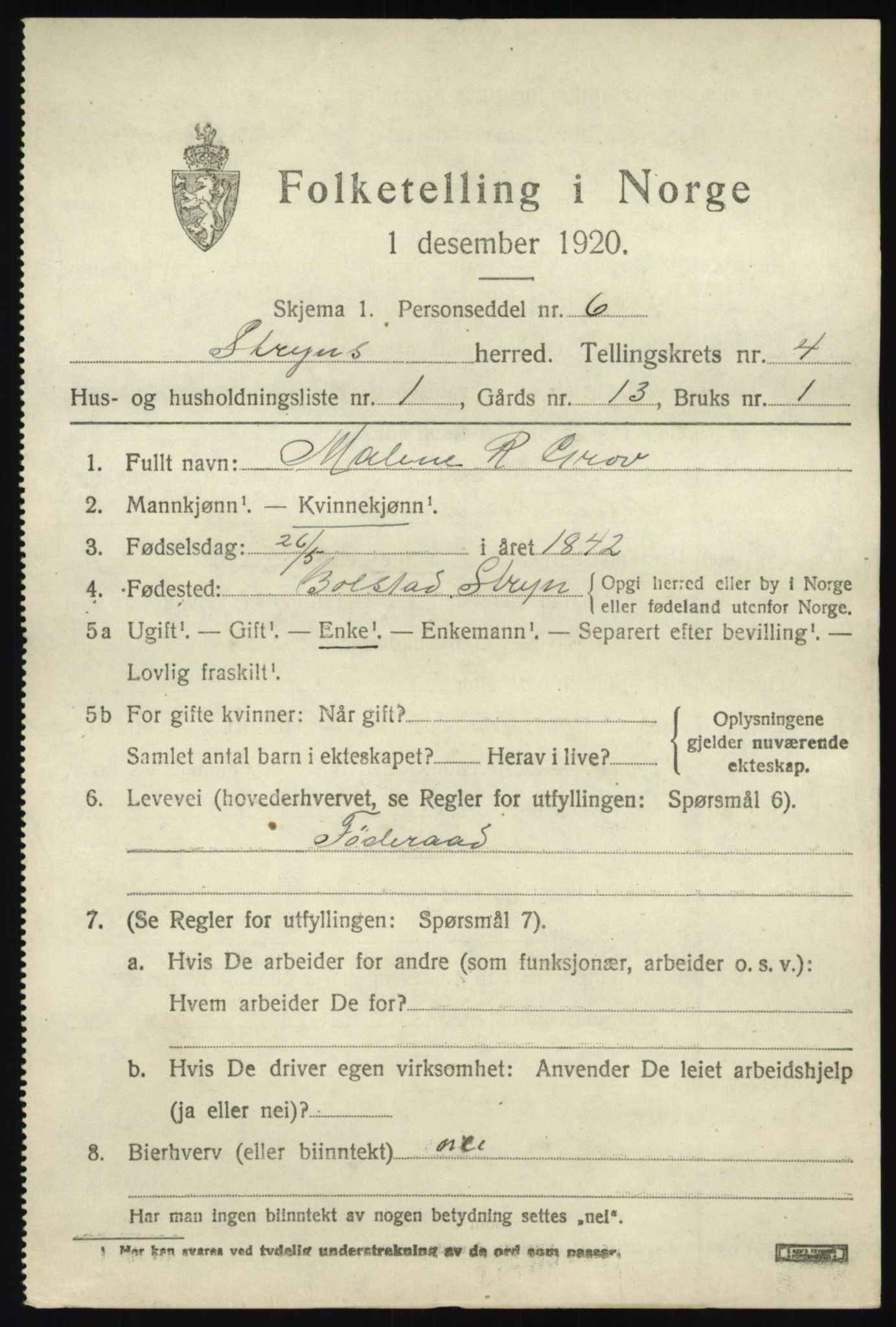 SAB, 1920 census for Stryn, 1920, p. 1688