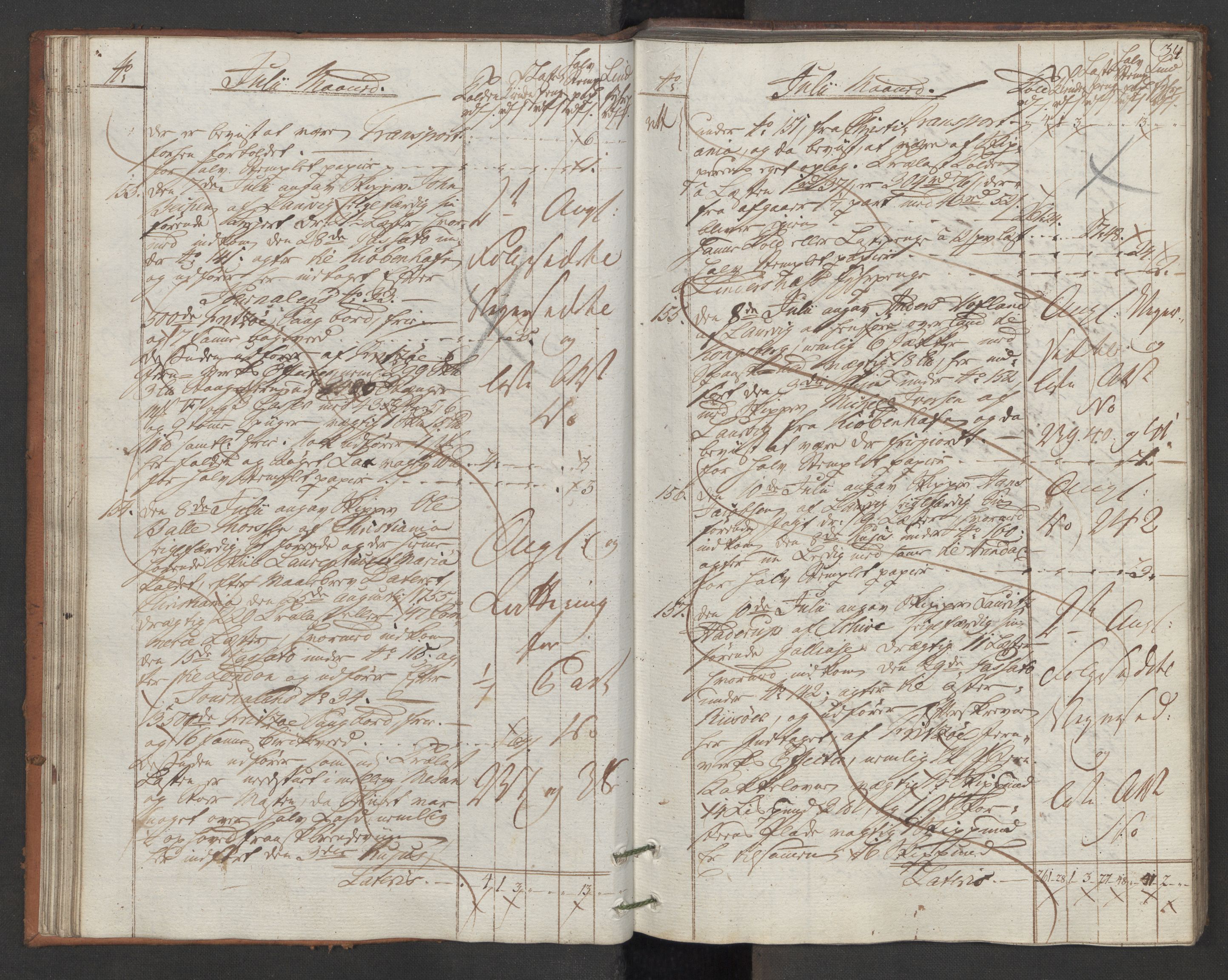 Generaltollkammeret, tollregnskaper, AV/RA-EA-5490/R11/L0087/0001: Tollregnskaper Larvik og Sandefjord / Utgående hovedtollbok, 1786, p. 33b-34a