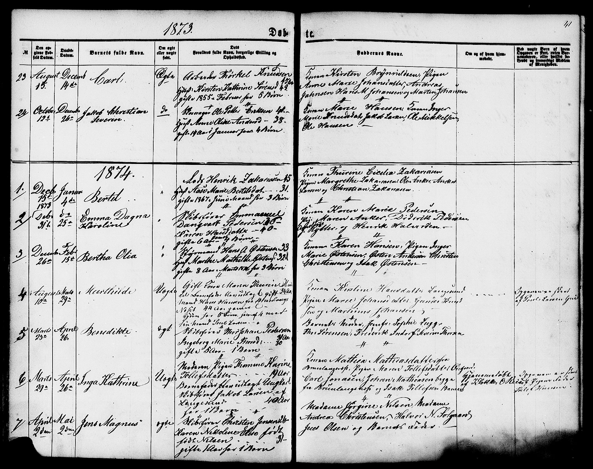 Langesund kirkebøker, AV/SAKO-A-280/G/Ga/L0004: Parish register (copy) no. 4, 1859-1884, p. 41