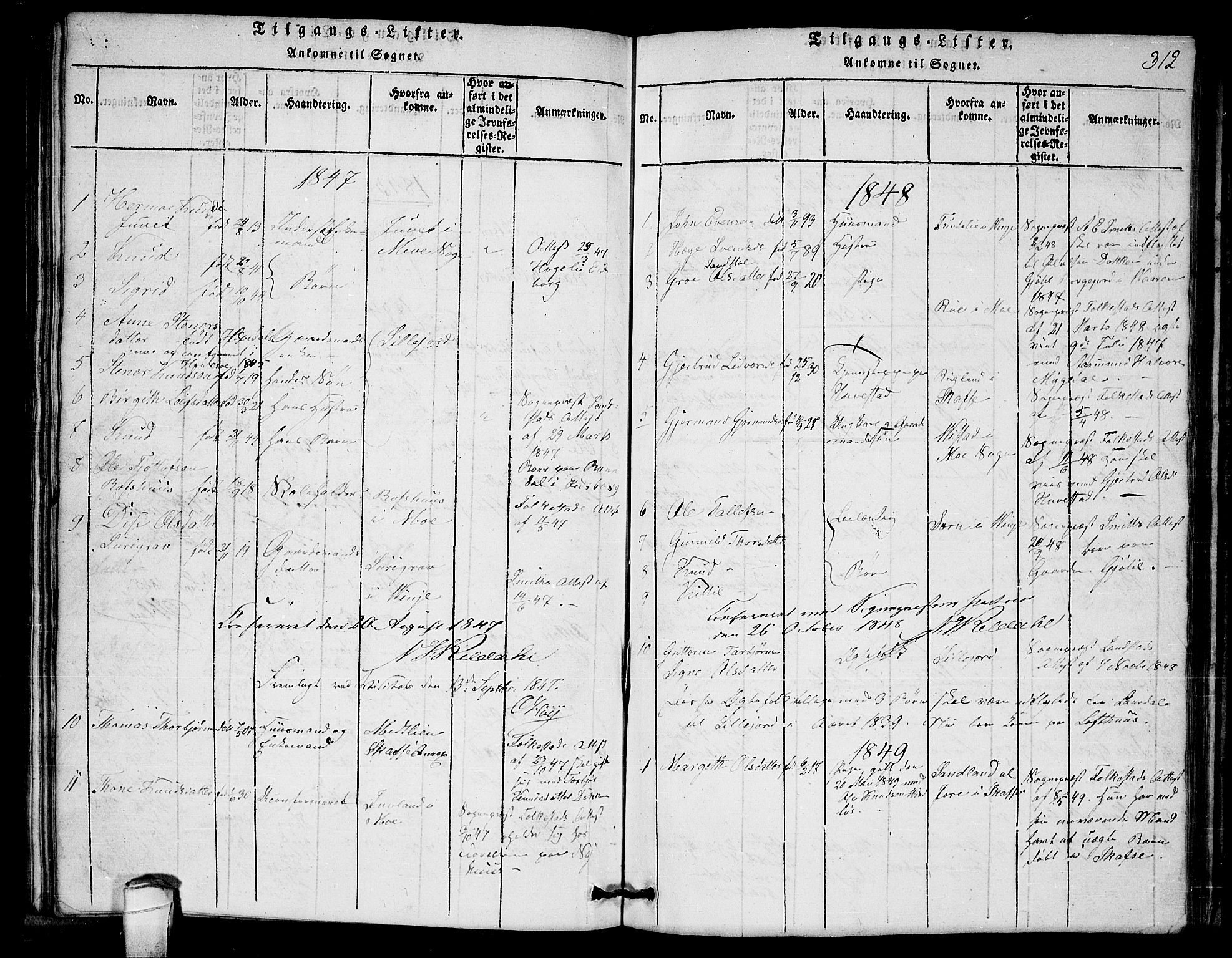 Lårdal kirkebøker, SAKO/A-284/G/Gb/L0001: Parish register (copy) no. II 1, 1815-1865, p. 312