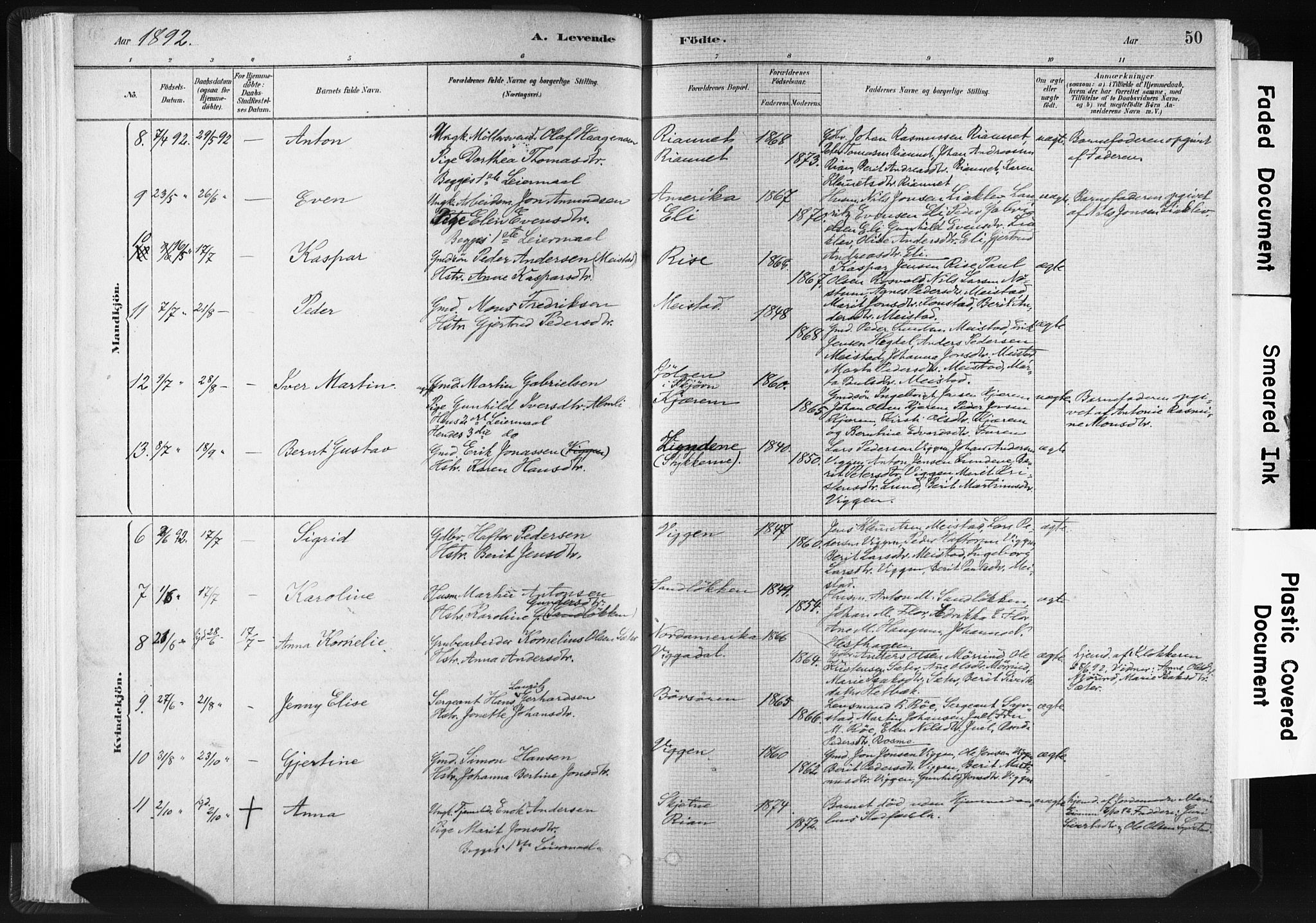 Ministerialprotokoller, klokkerbøker og fødselsregistre - Sør-Trøndelag, SAT/A-1456/665/L0773: Parish register (official) no. 665A08, 1879-1905, p. 50