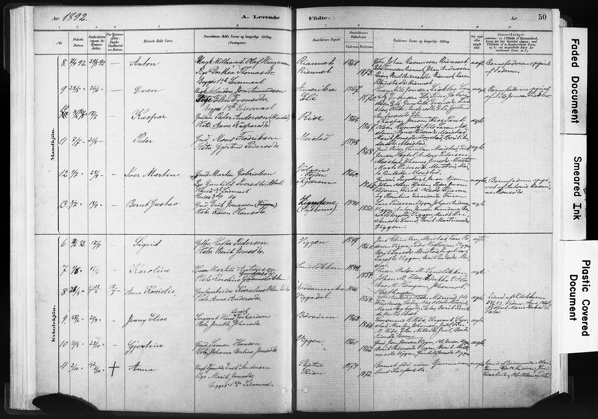 Ministerialprotokoller, klokkerbøker og fødselsregistre - Sør-Trøndelag, AV/SAT-A-1456/665/L0773: Parish register (official) no. 665A08, 1879-1905, p. 50