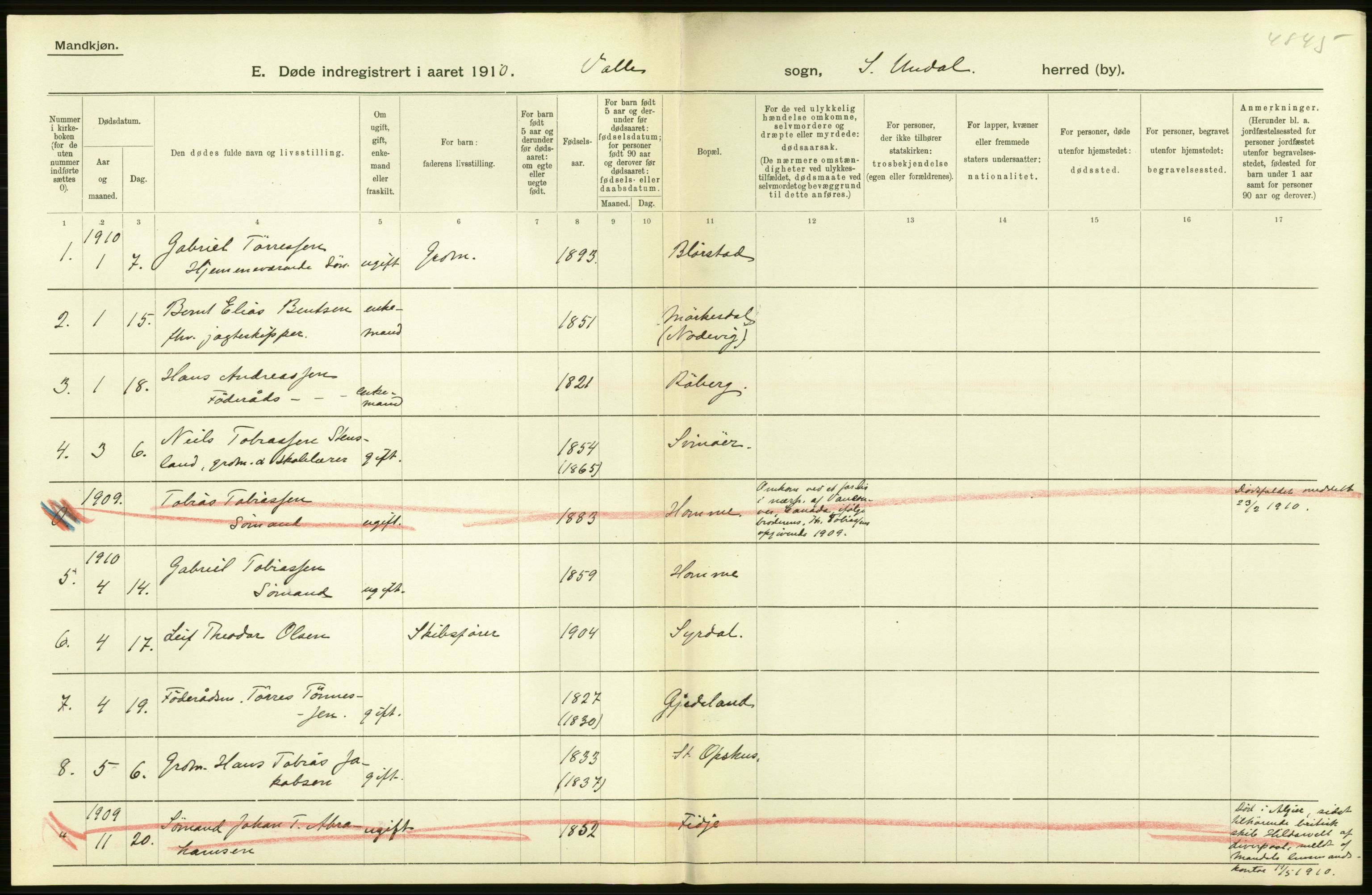 Statistisk sentralbyrå, Sosiodemografiske emner, Befolkning, AV/RA-S-2228/D/Df/Dfa/Dfah/L0021: Lister og Mandals amt: Levendefødte menn og kvinner, gifte, døde, dødfødte. Bygder og byer., 1910, p. 434