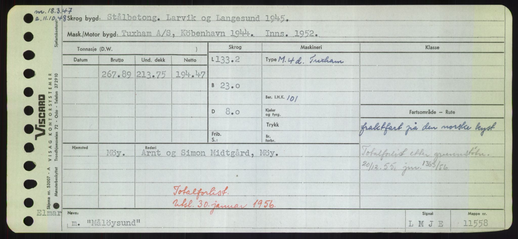 Sjøfartsdirektoratet med forløpere, Skipsmålingen, RA/S-1627/H/Hd/L0025: Fartøy, Min-Mås, p. 503