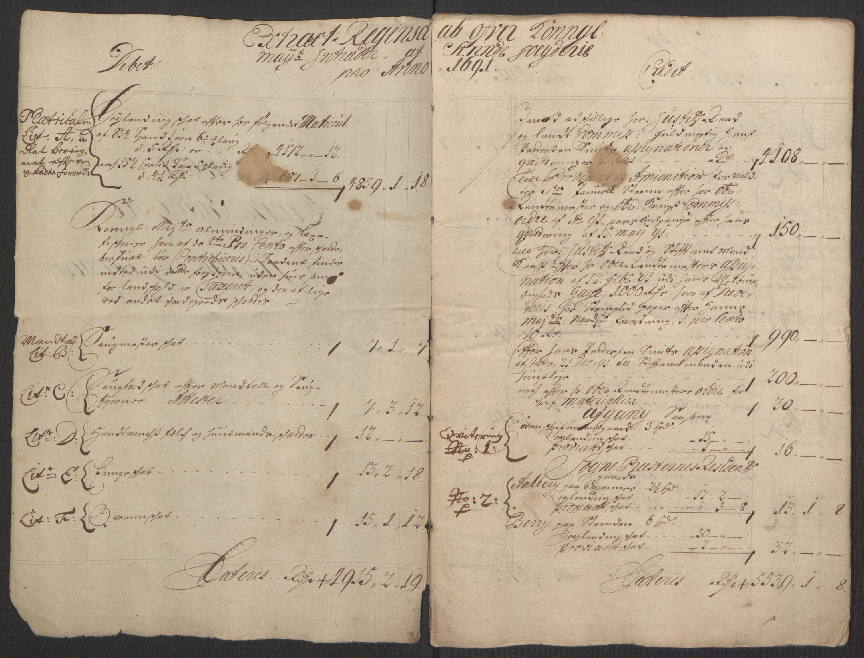 Rentekammeret inntil 1814, Reviderte regnskaper, Fogderegnskap, RA/EA-4092/R61/L4103: Fogderegnskap Strinda og Selbu, 1691-1692, p. 4