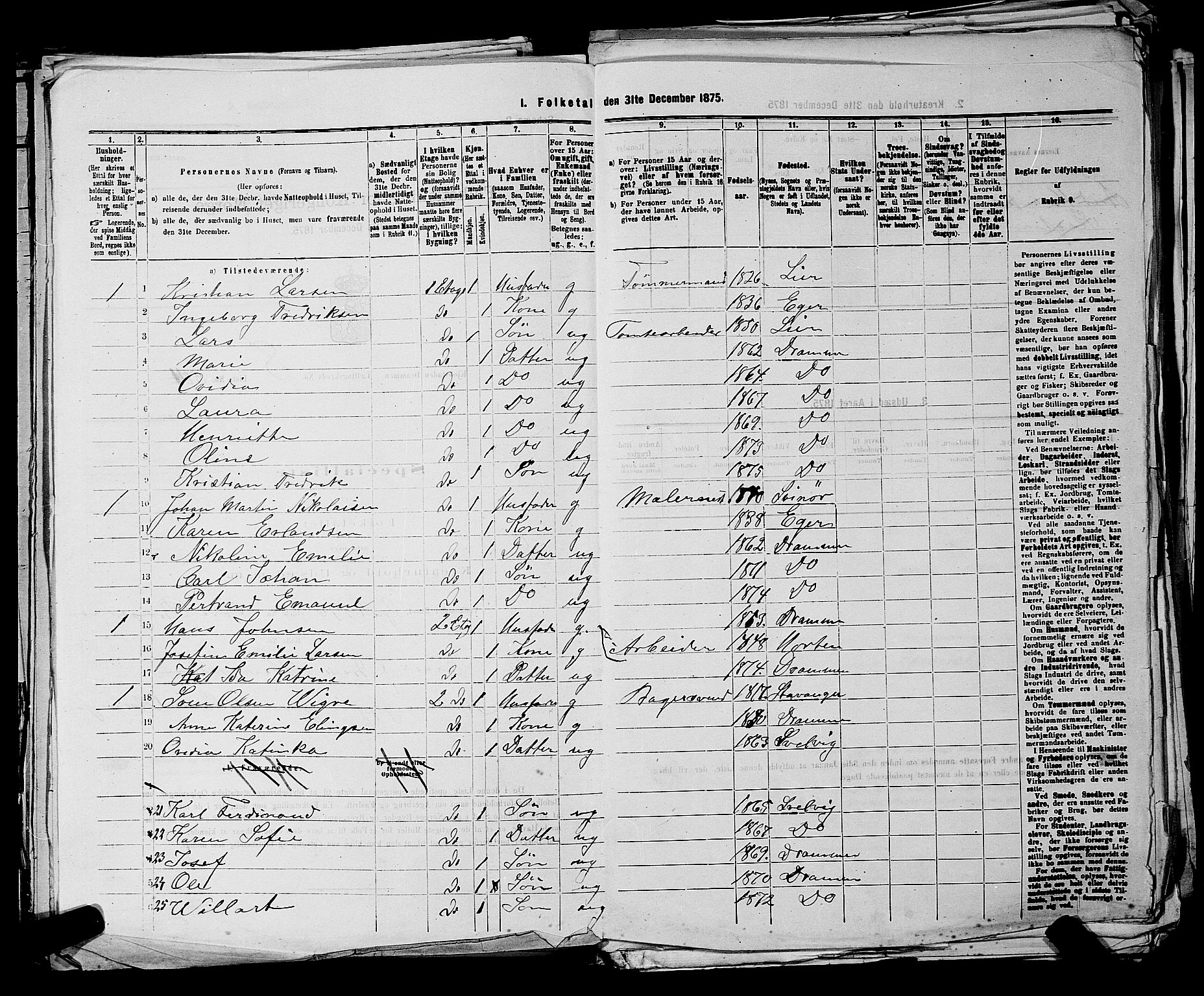 SAKO, 1875 census for 0602 Drammen, 1875, p. 800