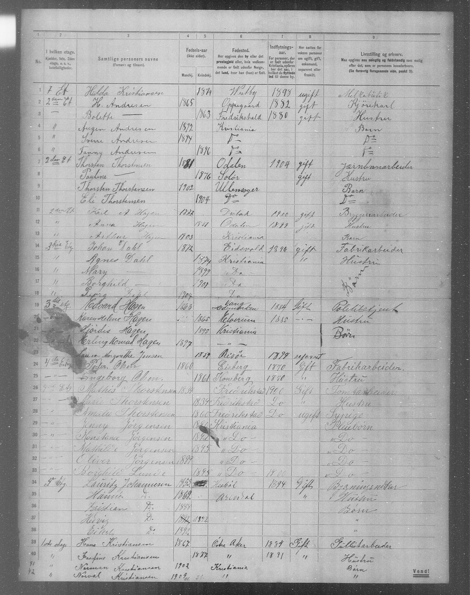 OBA, Municipal Census 1904 for Kristiania, 1904, p. 8297