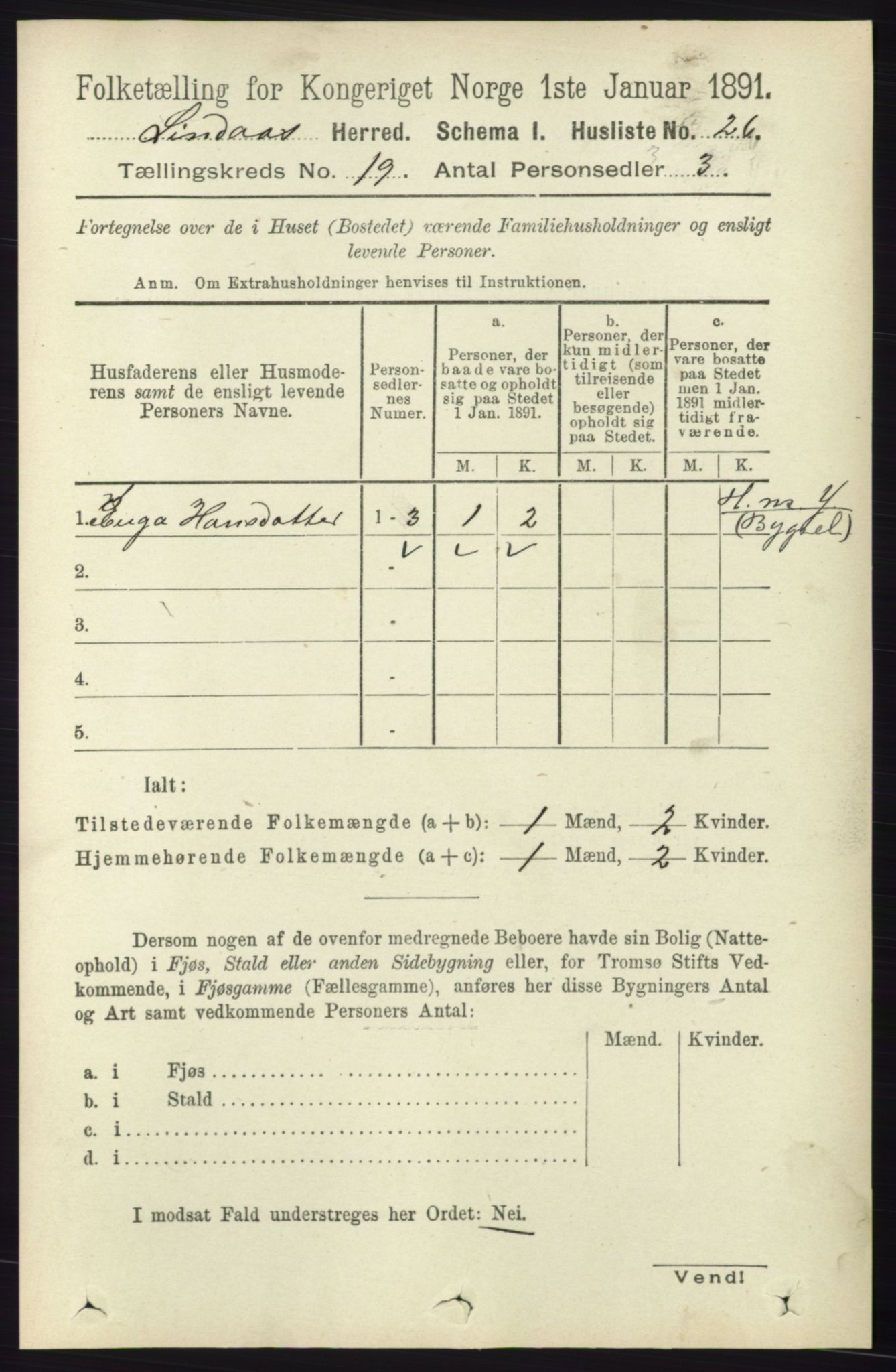 RA, 1891 census for 1263 Lindås, 1891, p. 6898