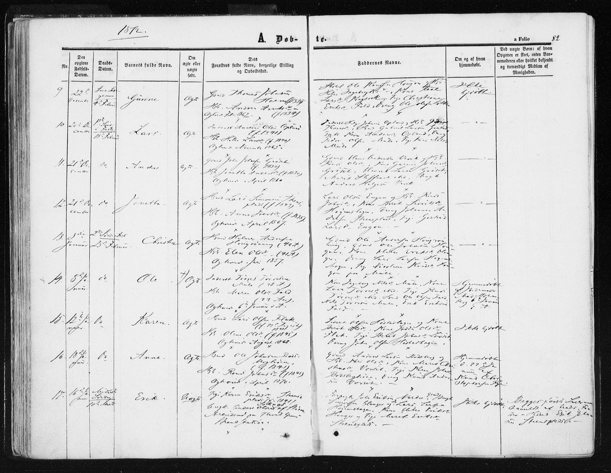 Ministerialprotokoller, klokkerbøker og fødselsregistre - Sør-Trøndelag, SAT/A-1456/612/L0377: Parish register (official) no. 612A09, 1859-1877, p. 82