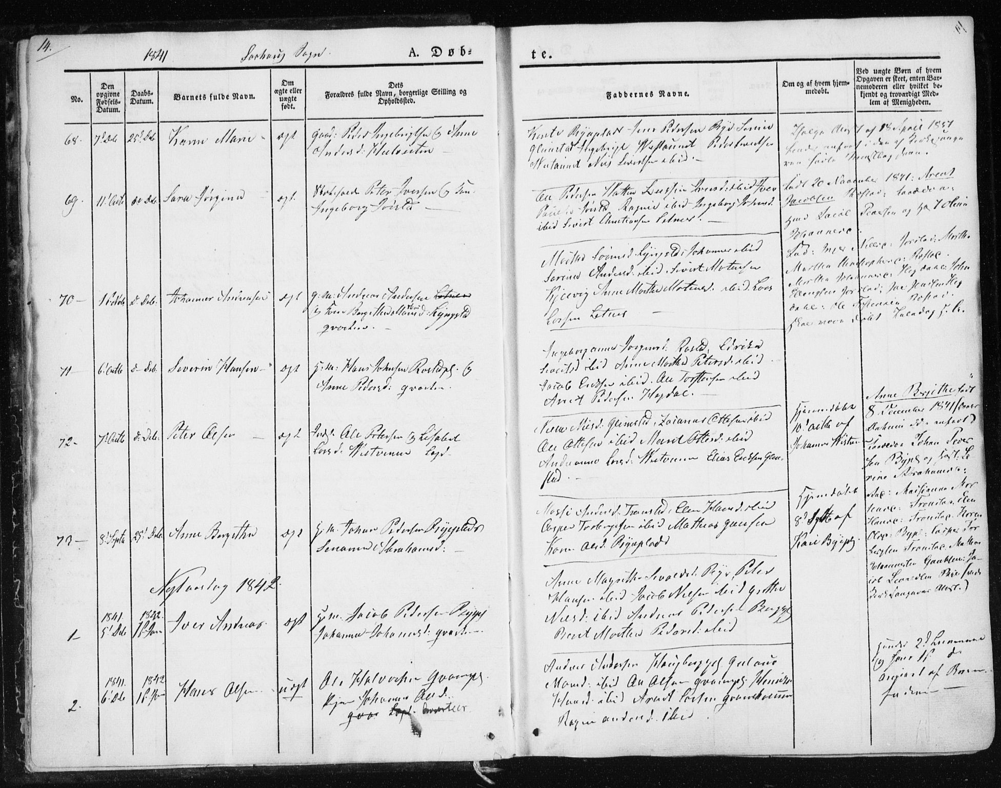 Ministerialprotokoller, klokkerbøker og fødselsregistre - Nord-Trøndelag, SAT/A-1458/730/L0280: Parish register (official) no. 730A07 /1, 1840-1854, p. 14