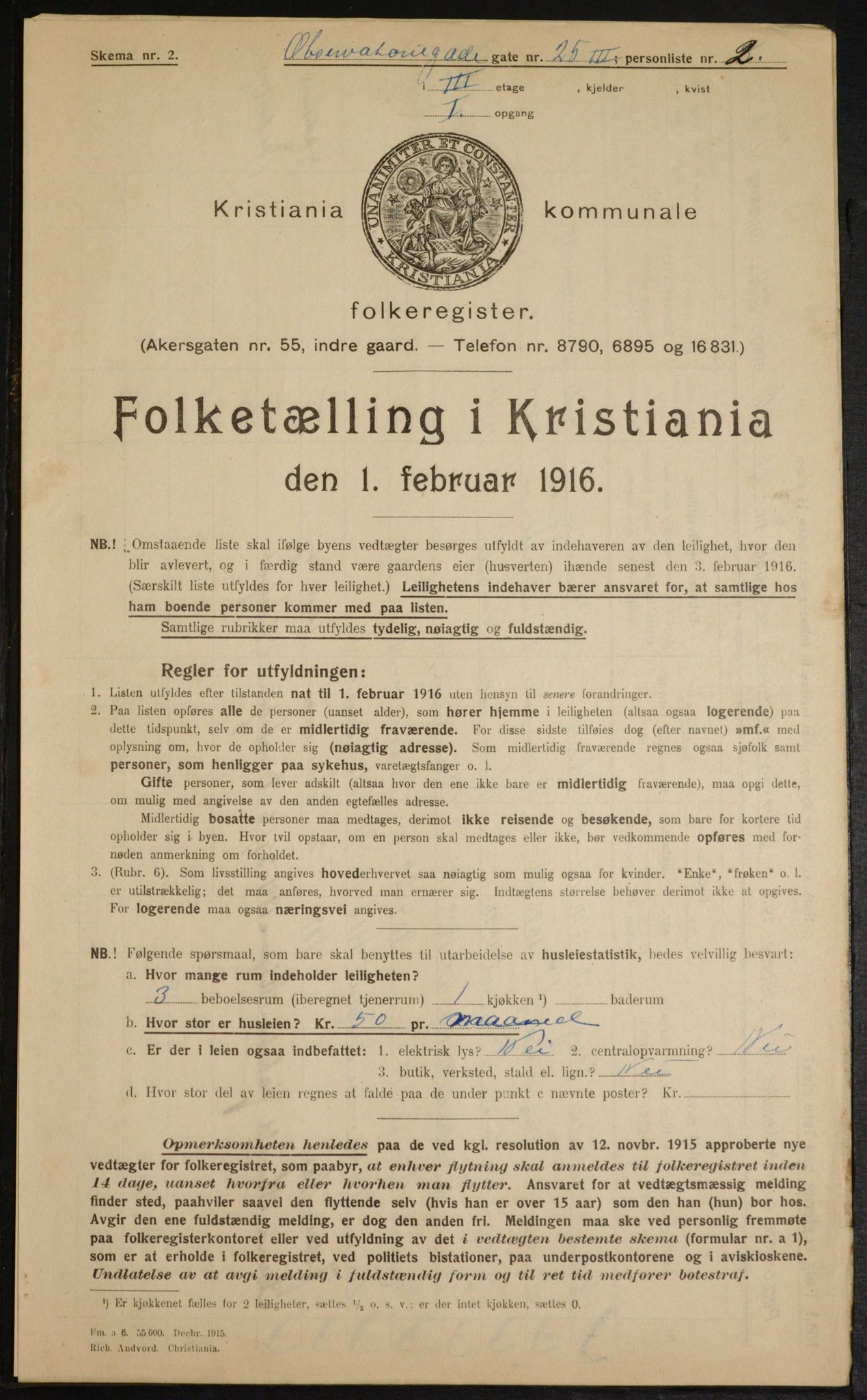 OBA, Municipal Census 1916 for Kristiania, 1916, p. 76145