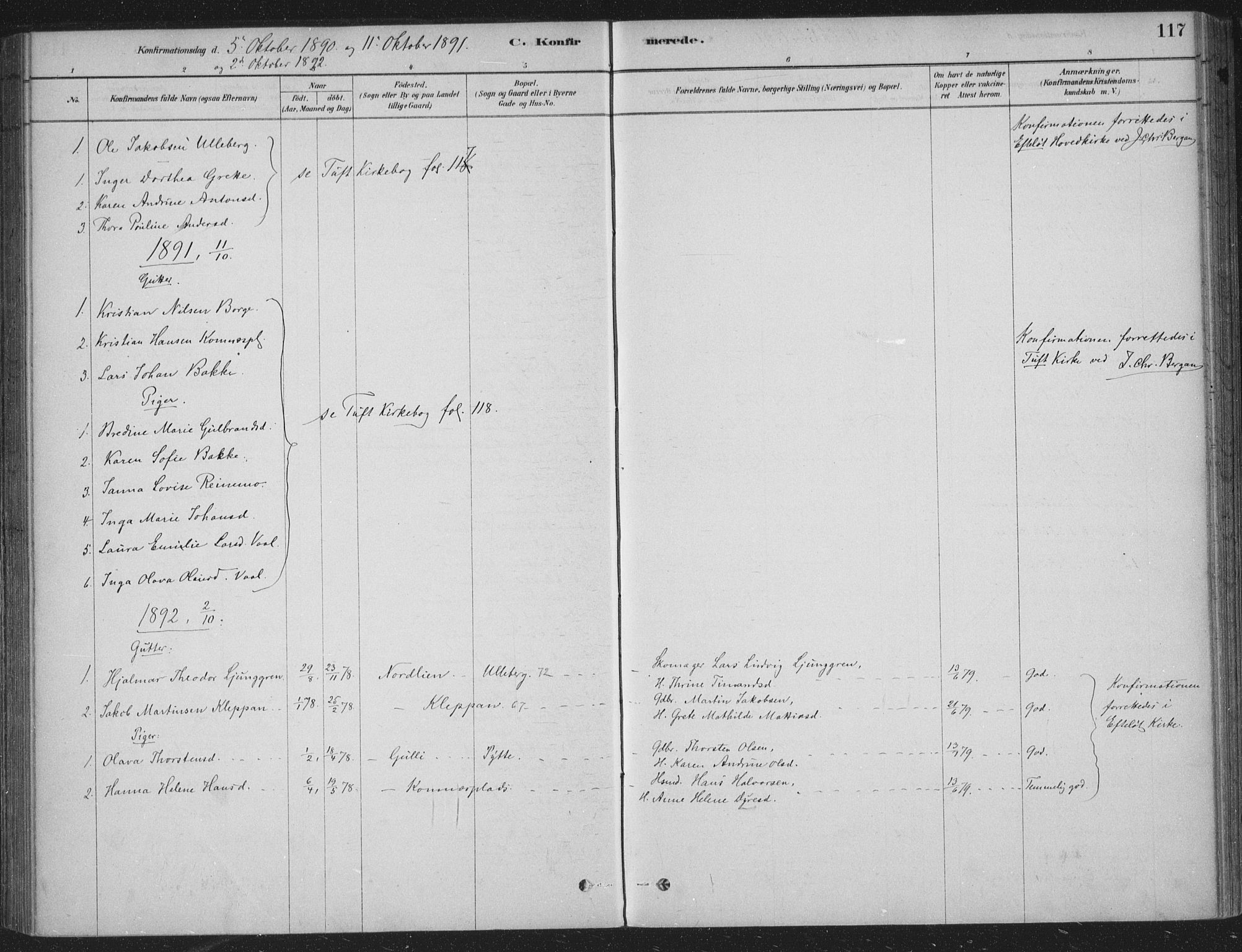 Sandsvær kirkebøker, AV/SAKO-A-244/F/Fe/L0001: Parish register (official) no. V 1, 1878-1936, p. 117