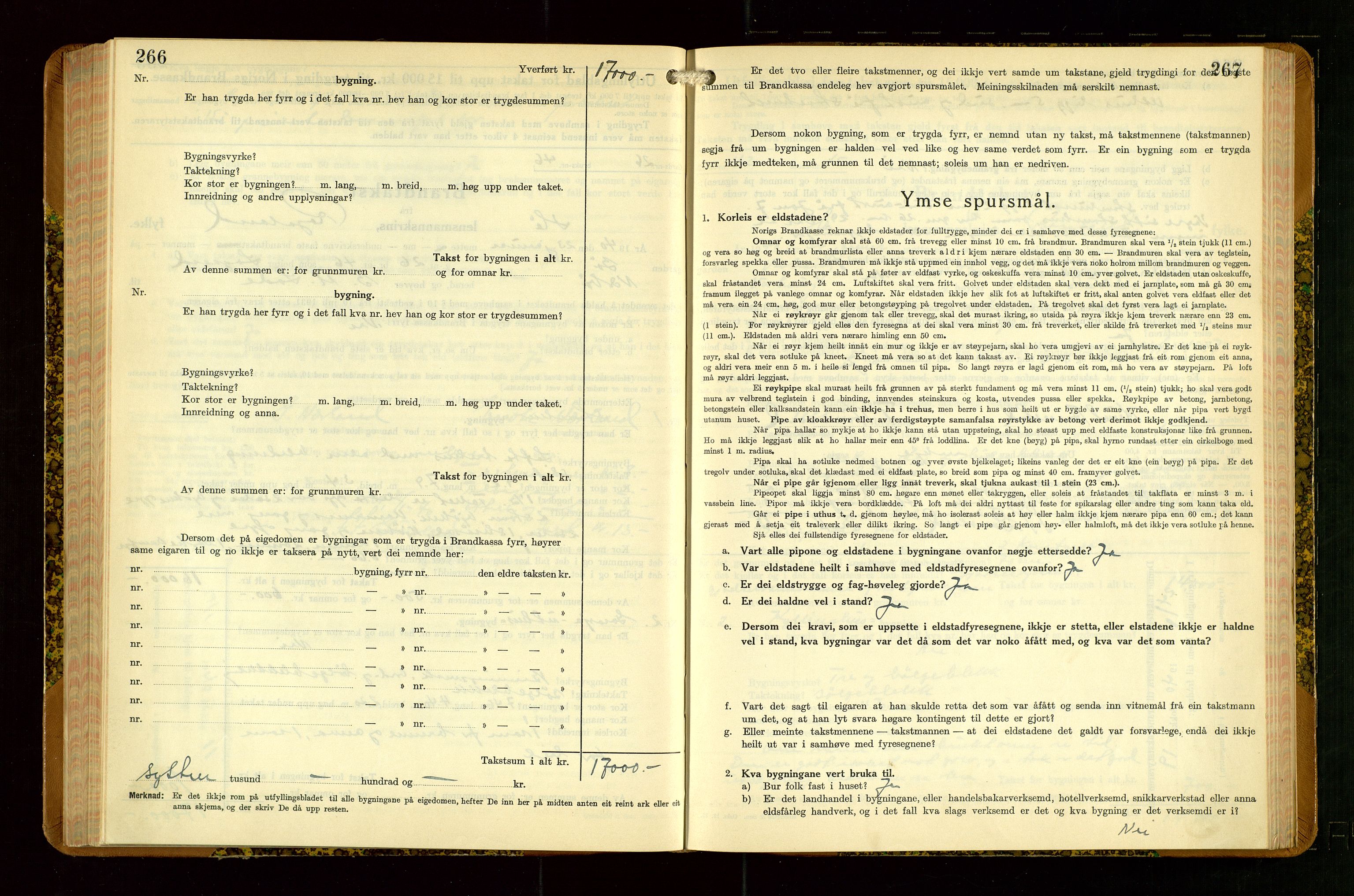 Hå lensmannskontor, SAST/A-100456/Goa/L0007: Takstprotokoll (skjema), 1938-1949, p. 266-267