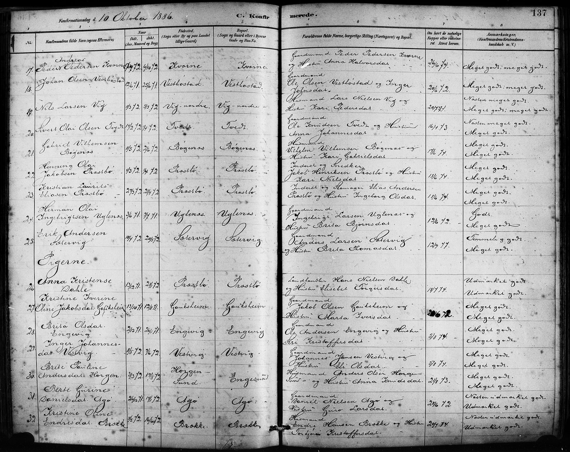 Fitjar sokneprestembete, SAB/A-99926: Parish register (official) no. A 2, 1882-1899, p. 137