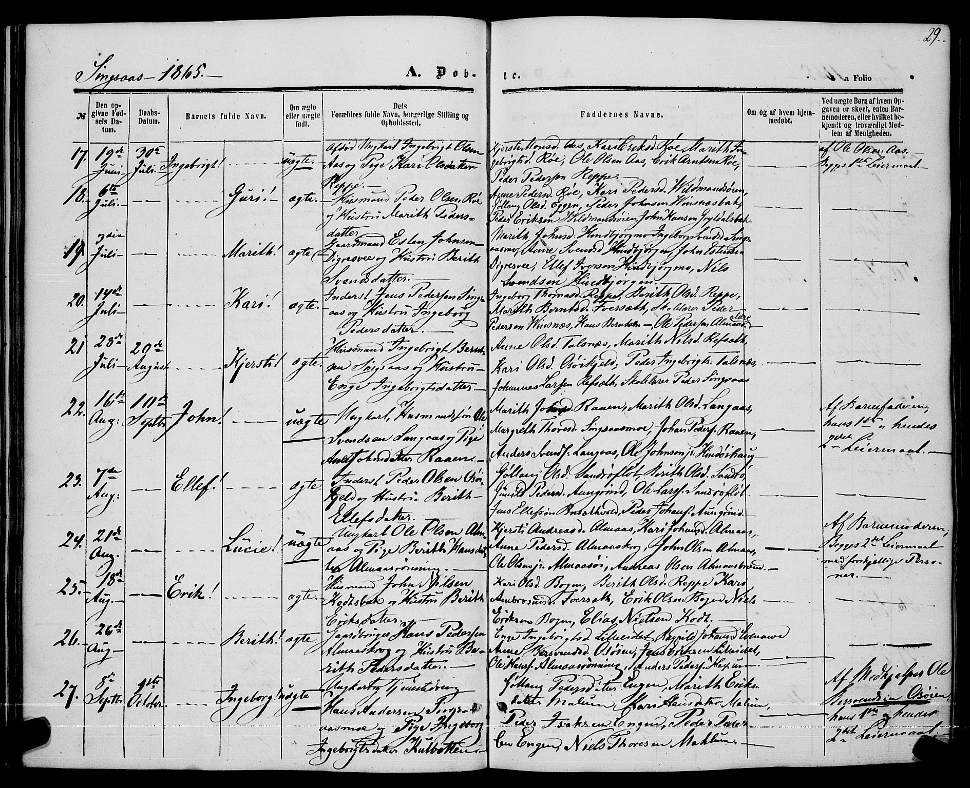 Ministerialprotokoller, klokkerbøker og fødselsregistre - Sør-Trøndelag, SAT/A-1456/685/L0967: Parish register (official) no. 685A07 /2, 1860-1869, p. 29