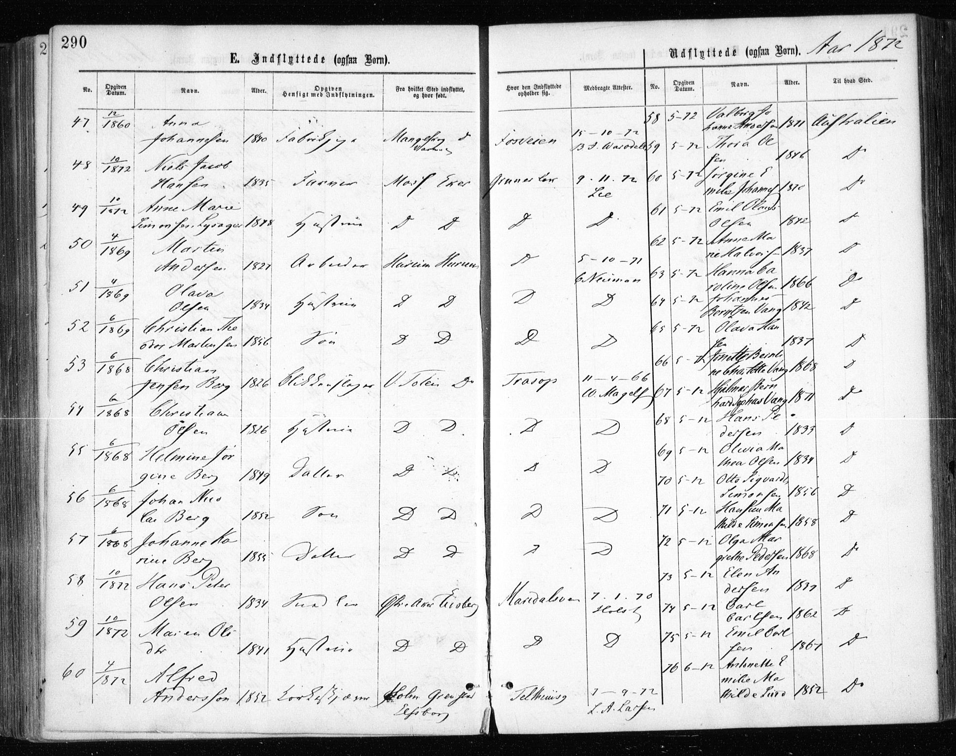 Gamle Aker prestekontor Kirkebøker, AV/SAO-A-10617a/F/L0003: Parish register (official) no. 3, 1865-1873, p. 290