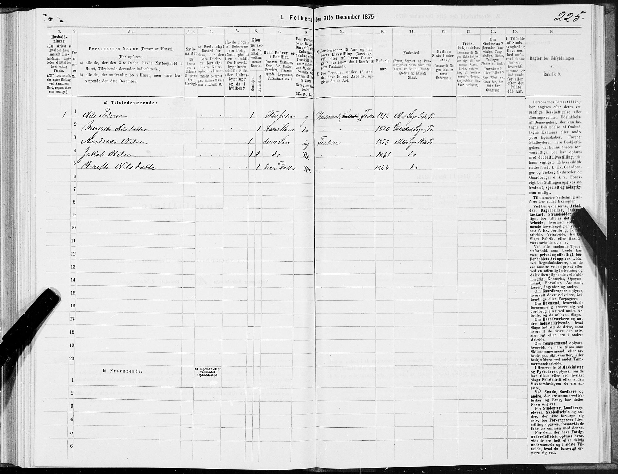 SAT, 1875 census for 1836P Rødøy, 1875, p. 4225