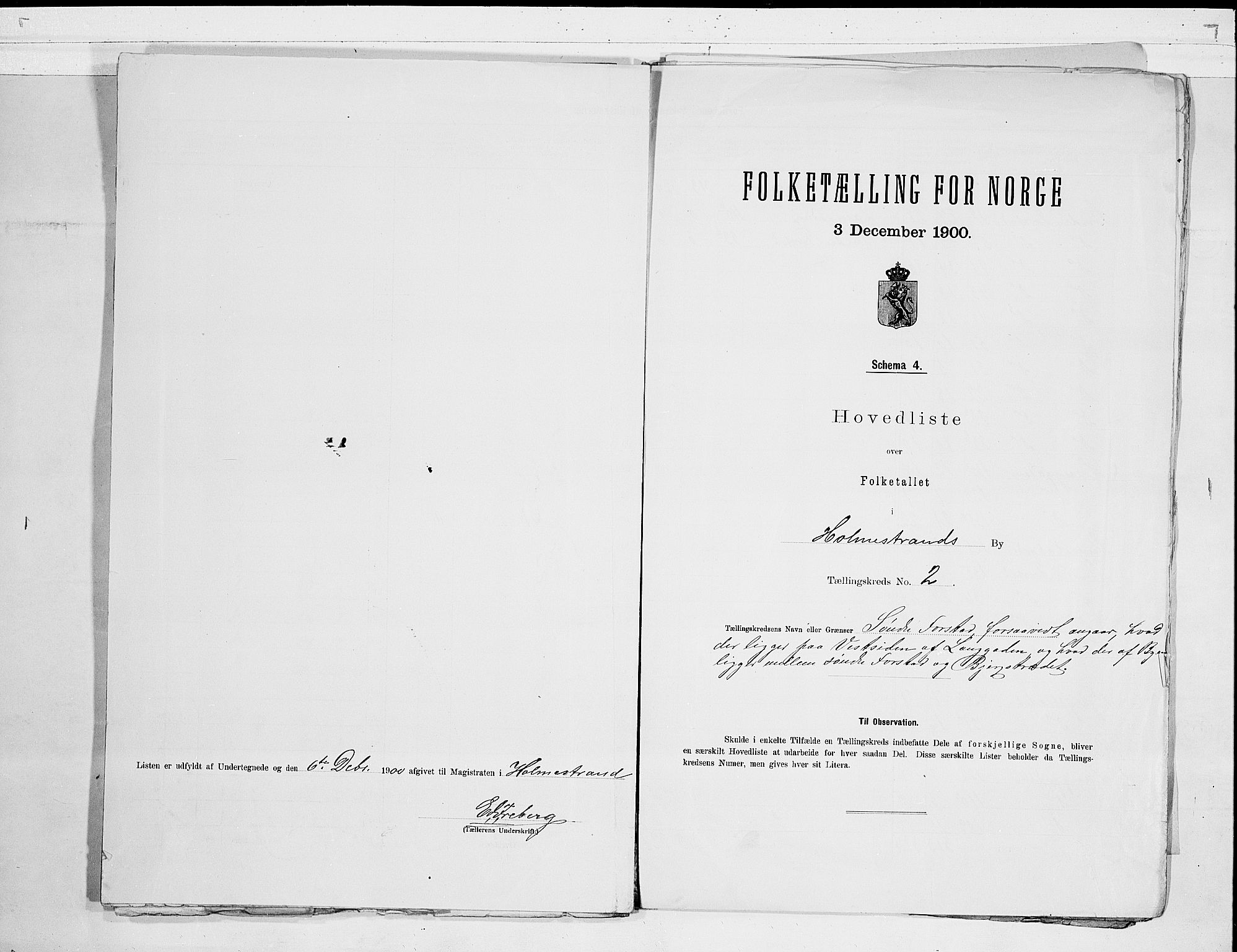 RA, 1900 census for Holmestrand, 1900, p. 6