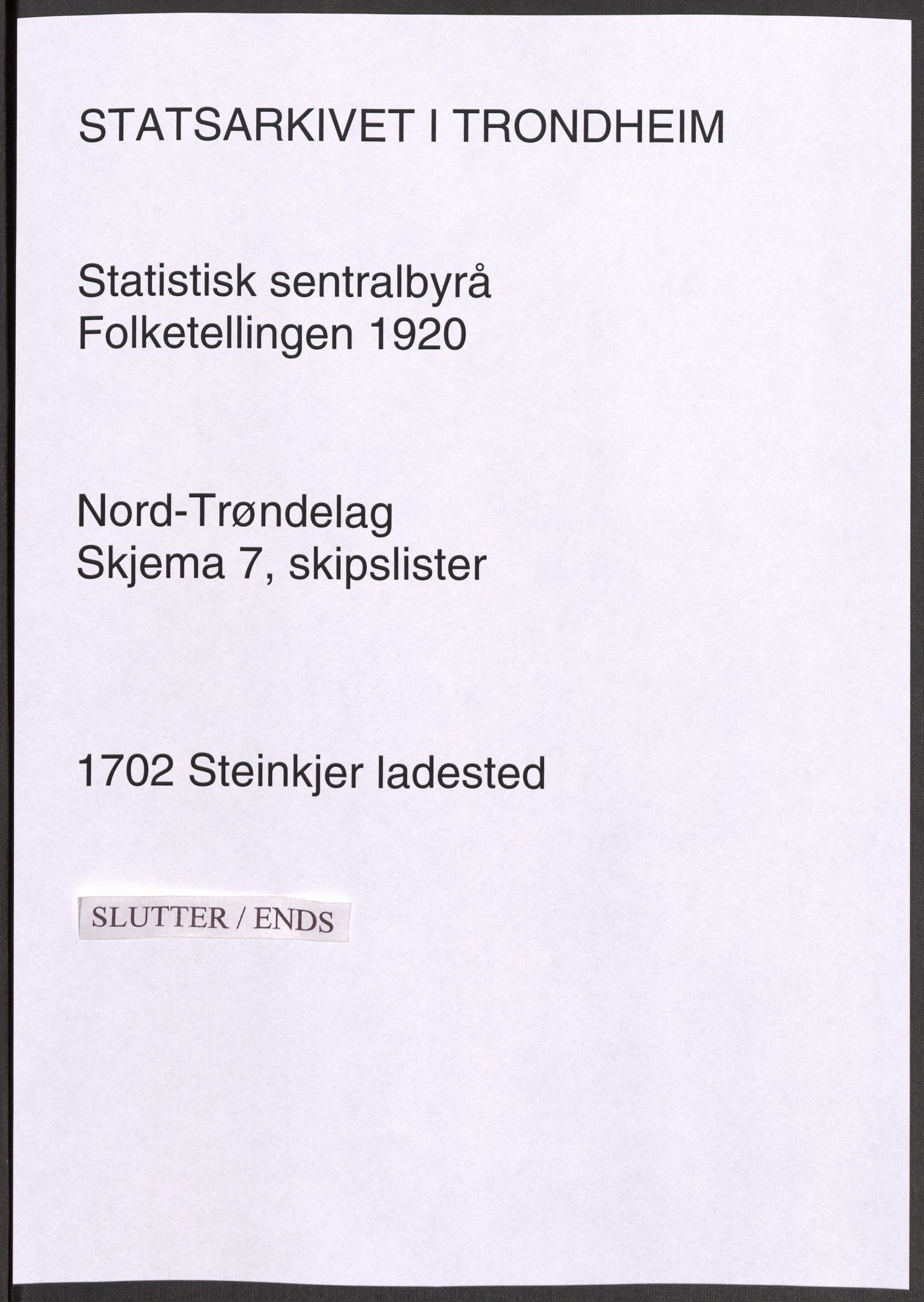 SAT, 1920 census for Steinkjer, 1920, p. 7881