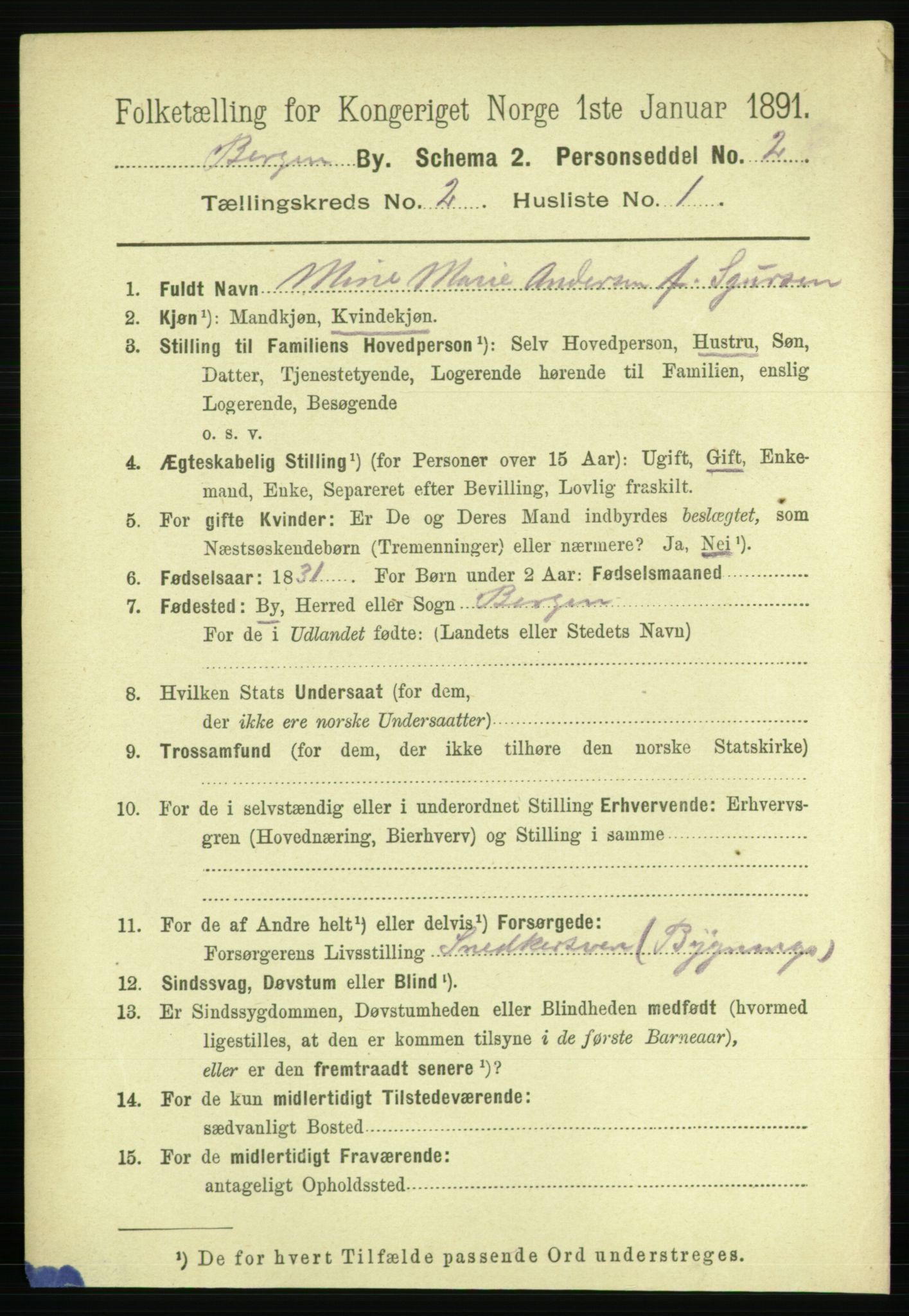 RA, 1891 Census for 1301 Bergen, 1891, p. 10063