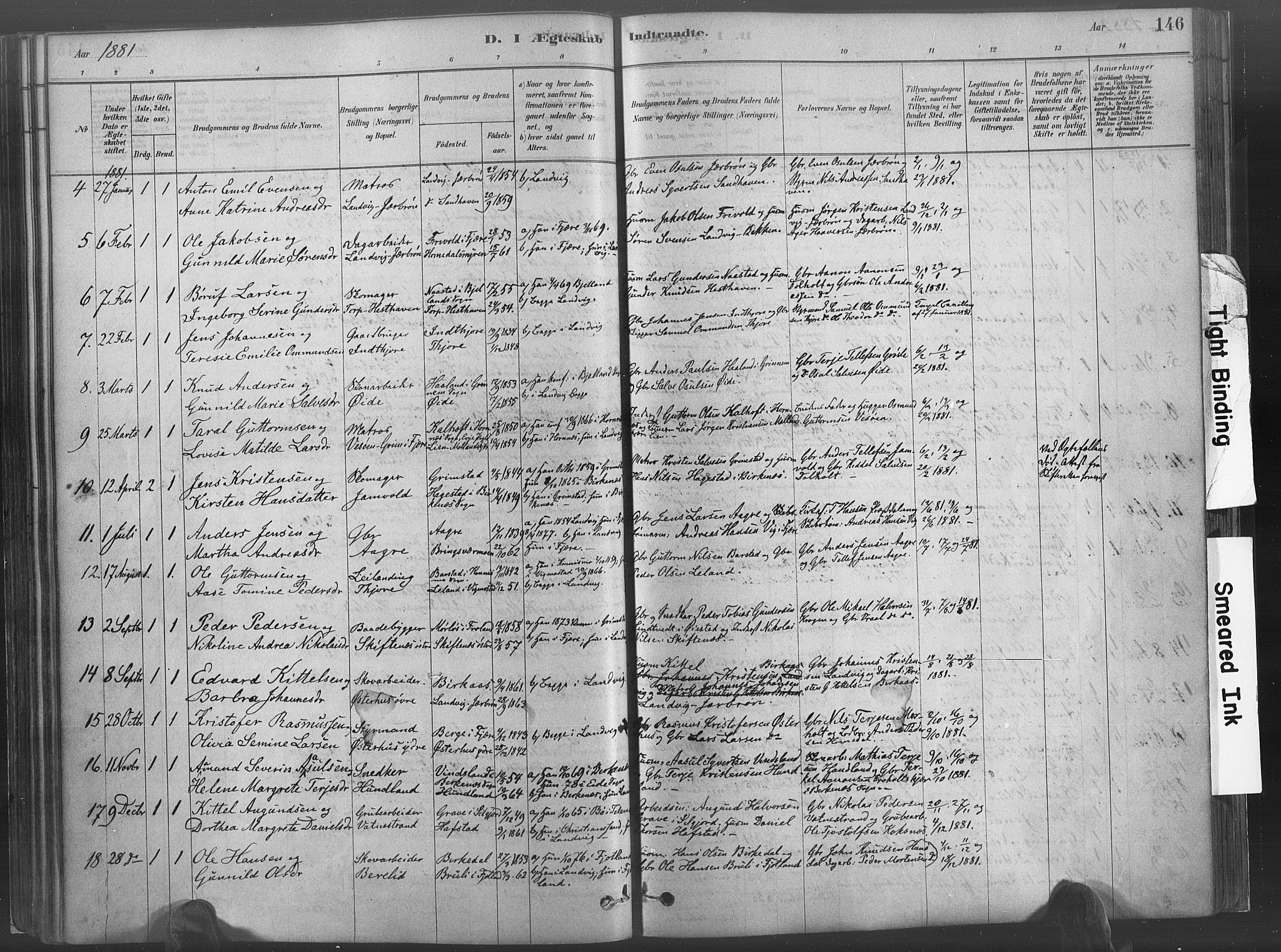Hommedal sokneprestkontor, AV/SAK-1111-0023/F/Fa/Fab/L0006: Parish register (official) no. A 6, 1878-1897, p. 146
