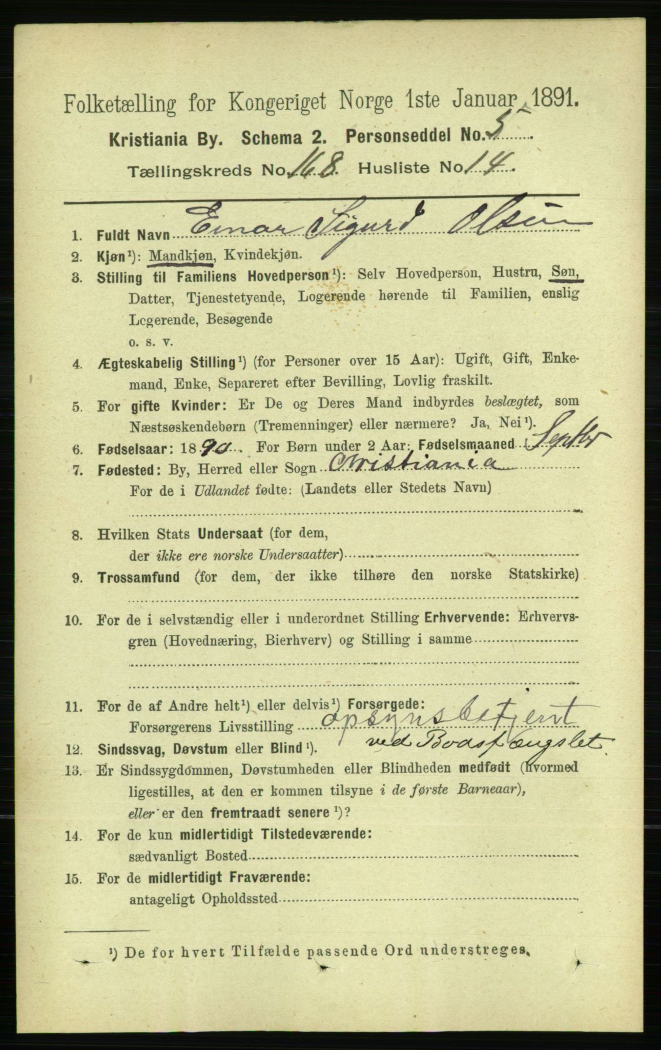 RA, 1891 census for 0301 Kristiania, 1891, p. 98393