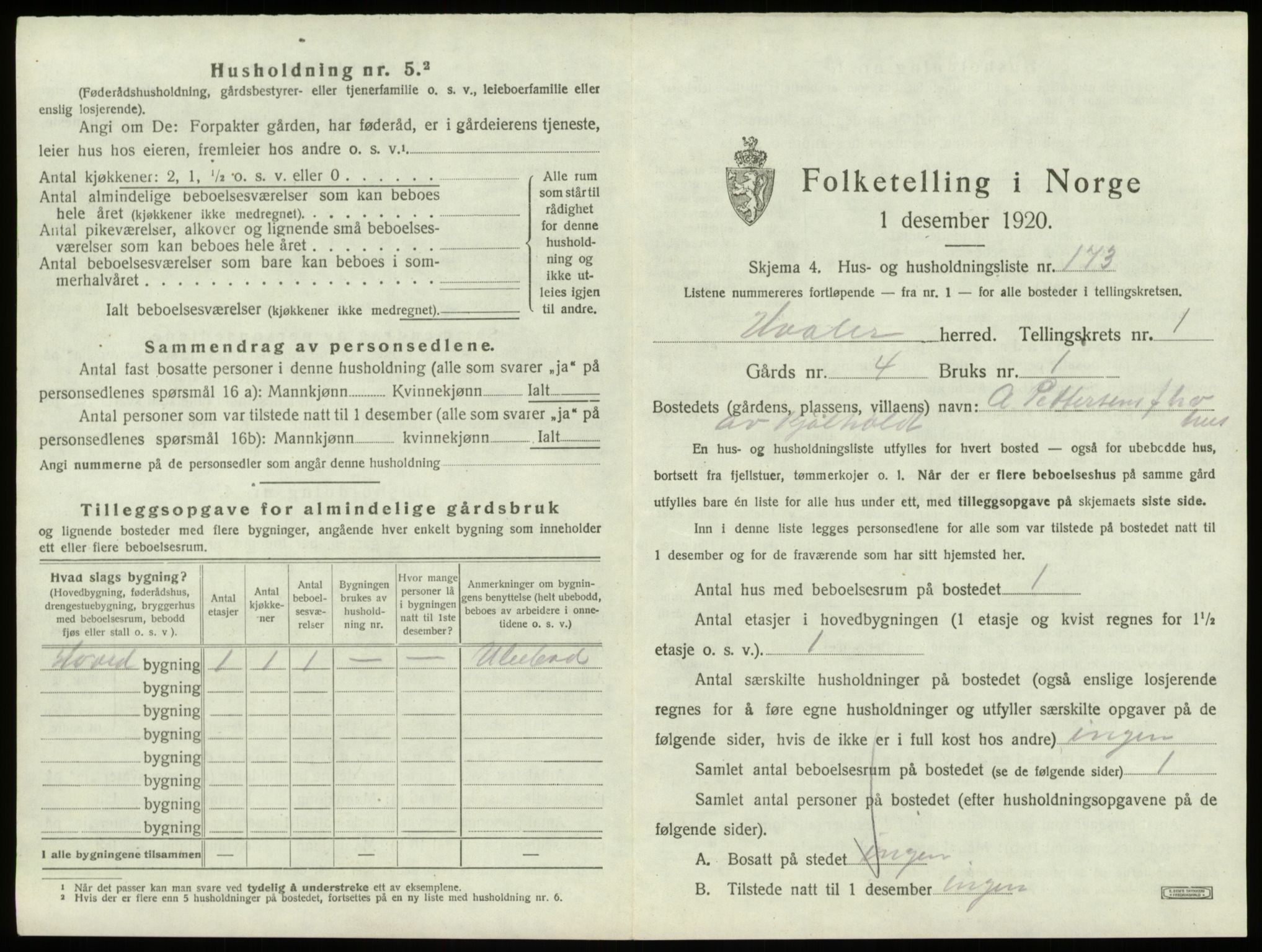 SAO, 1920 census for Hvaler, 1920, p. 386