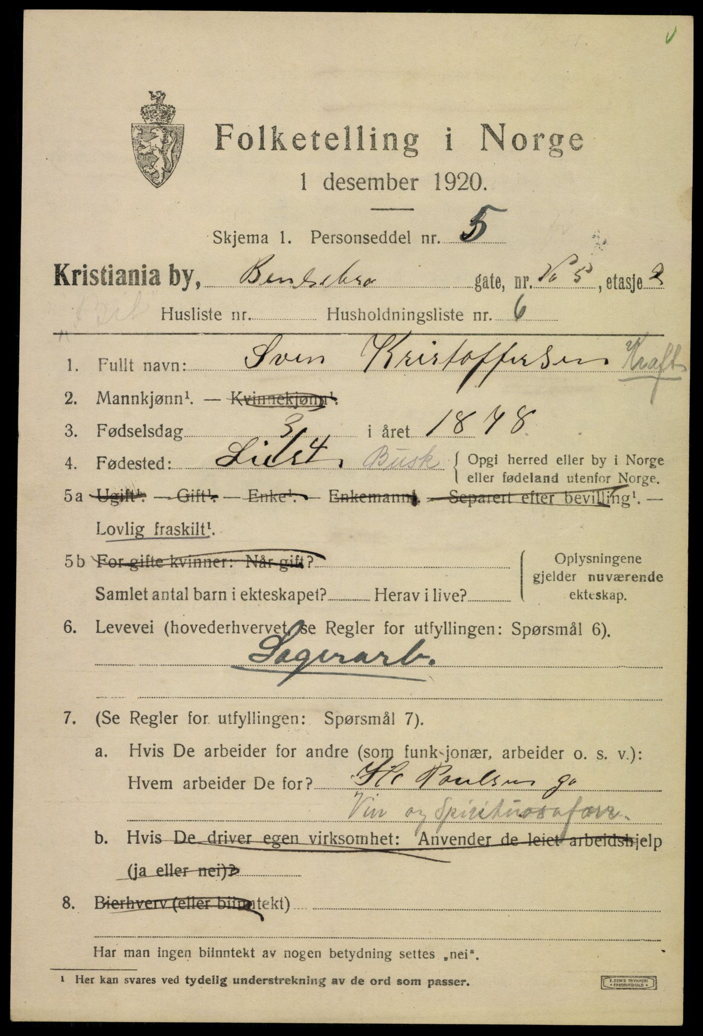 SAO, 1920 census for Kristiania, 1920, p. 151025