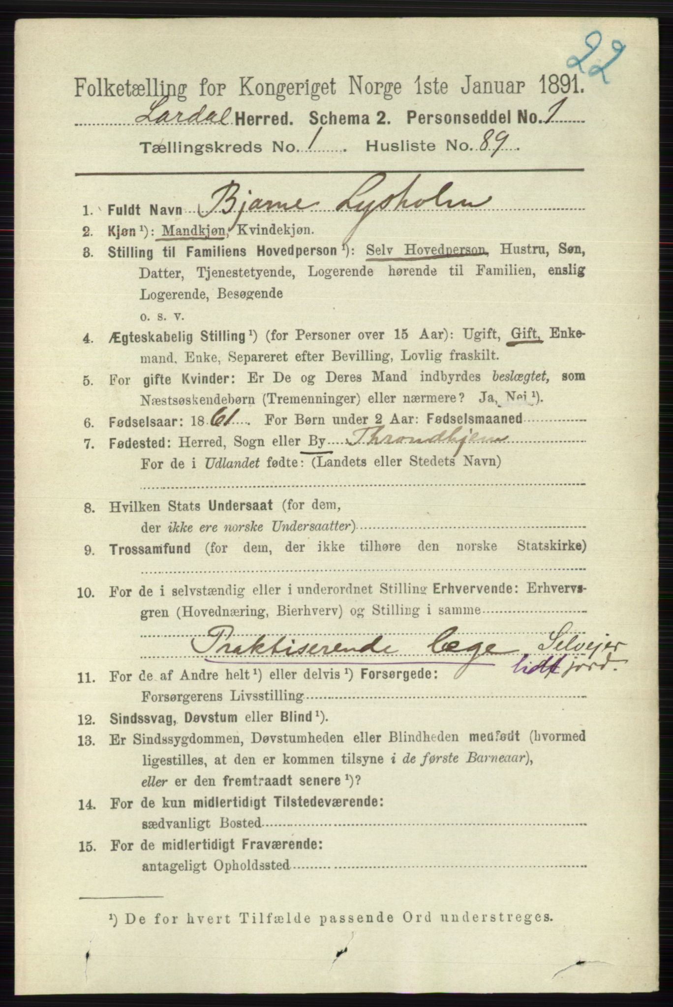 RA, 1891 census for 0728 Lardal, 1891, p. 629