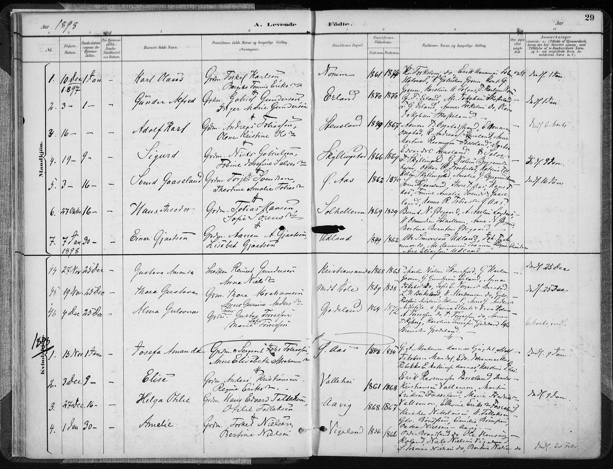 Sør-Audnedal sokneprestkontor, AV/SAK-1111-0039/F/Fa/Fab/L0010: Parish register (official) no. A 10, 1892-1913, p. 29