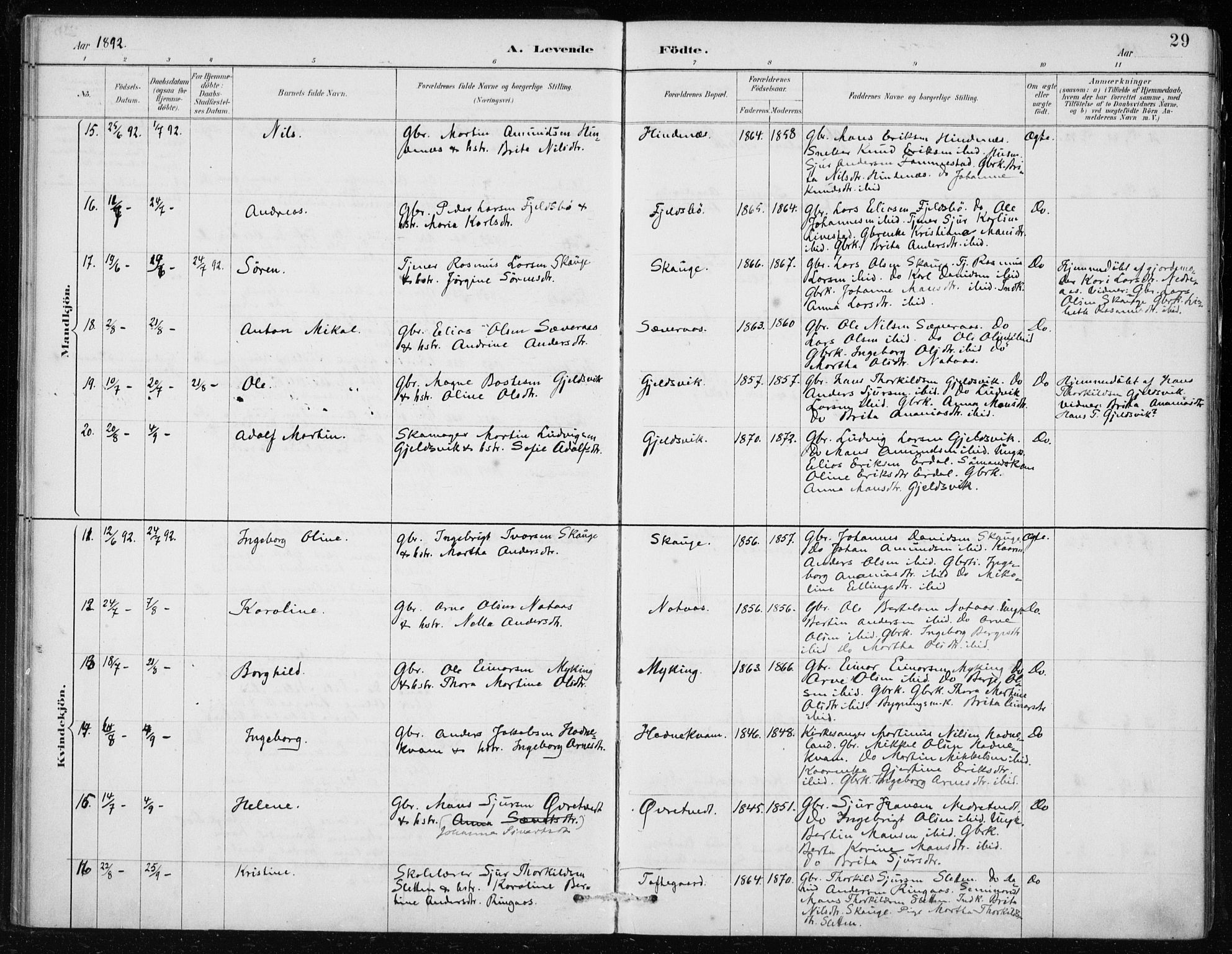 Lindås Sokneprestembete, AV/SAB-A-76701/H/Haa/Haaf/L0001: Parish register (official) no. F  1, 1886-1897, p. 29