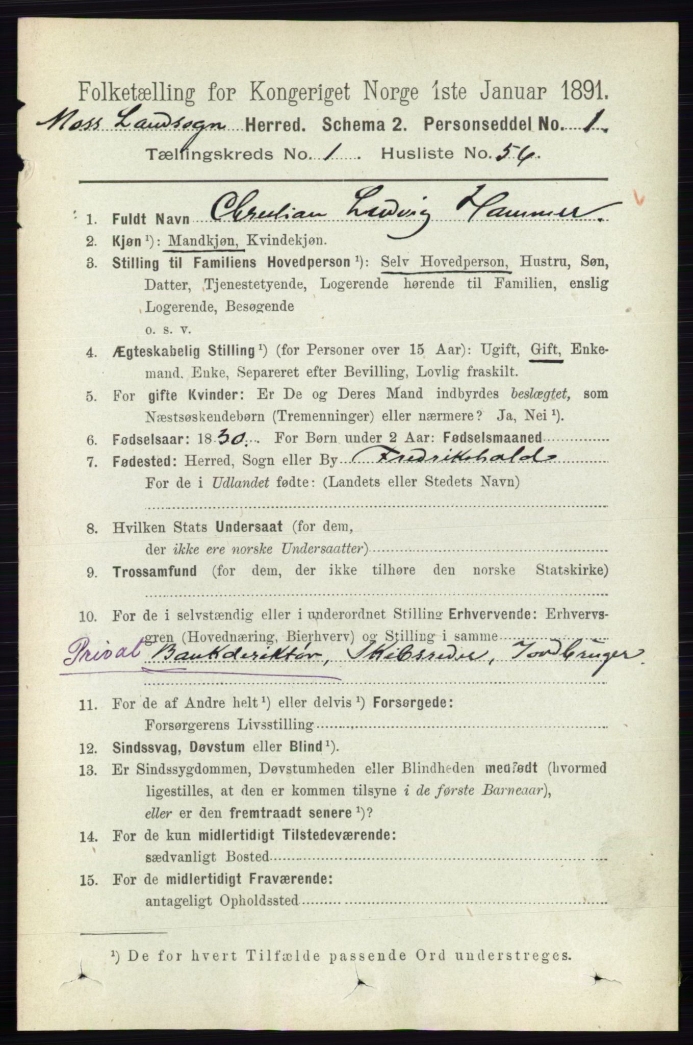RA, 1891 Census for 0194 Moss, 1891, p. 713