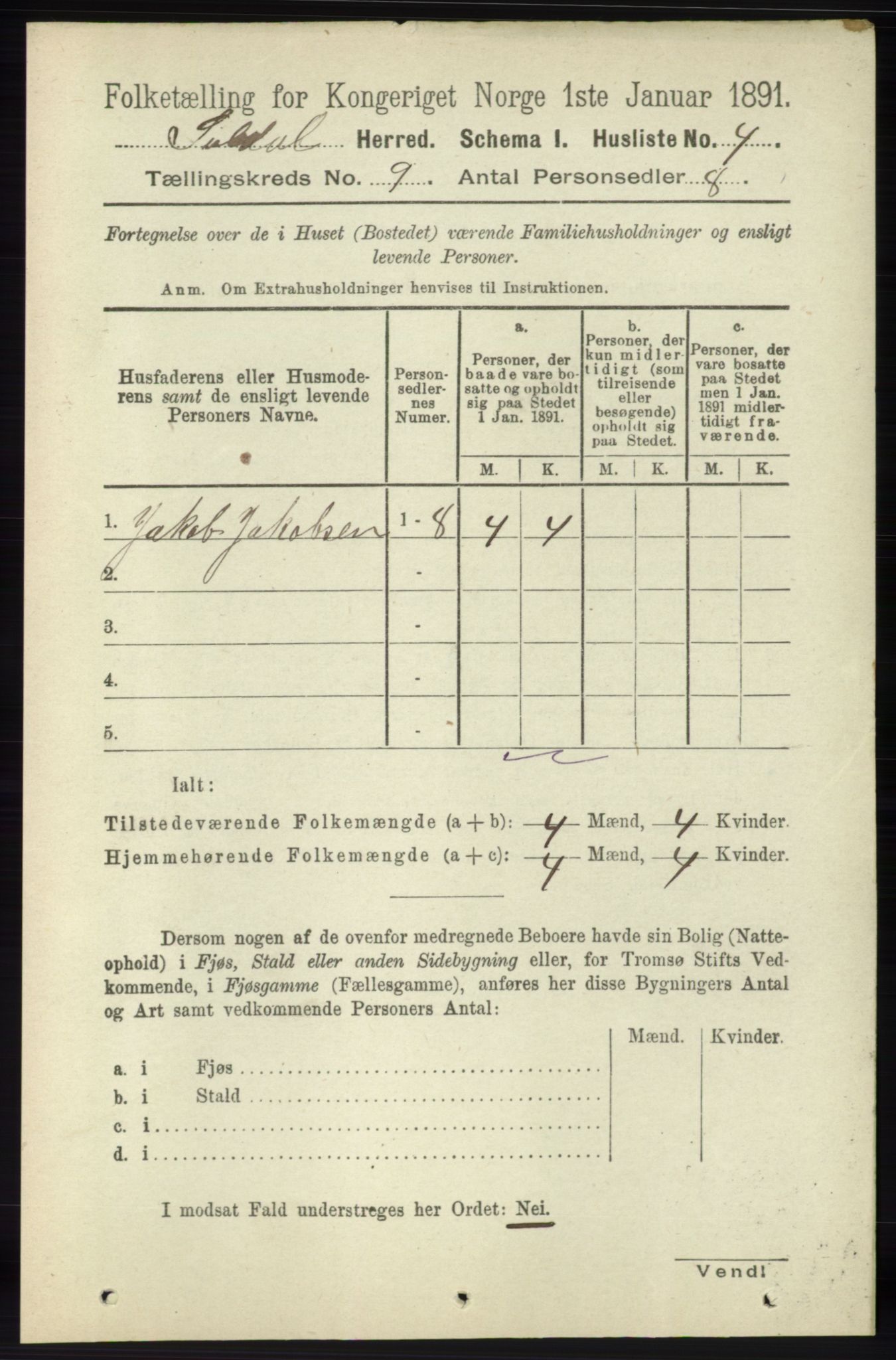 RA, 1891 census for 1134 Suldal, 1891, p. 2625